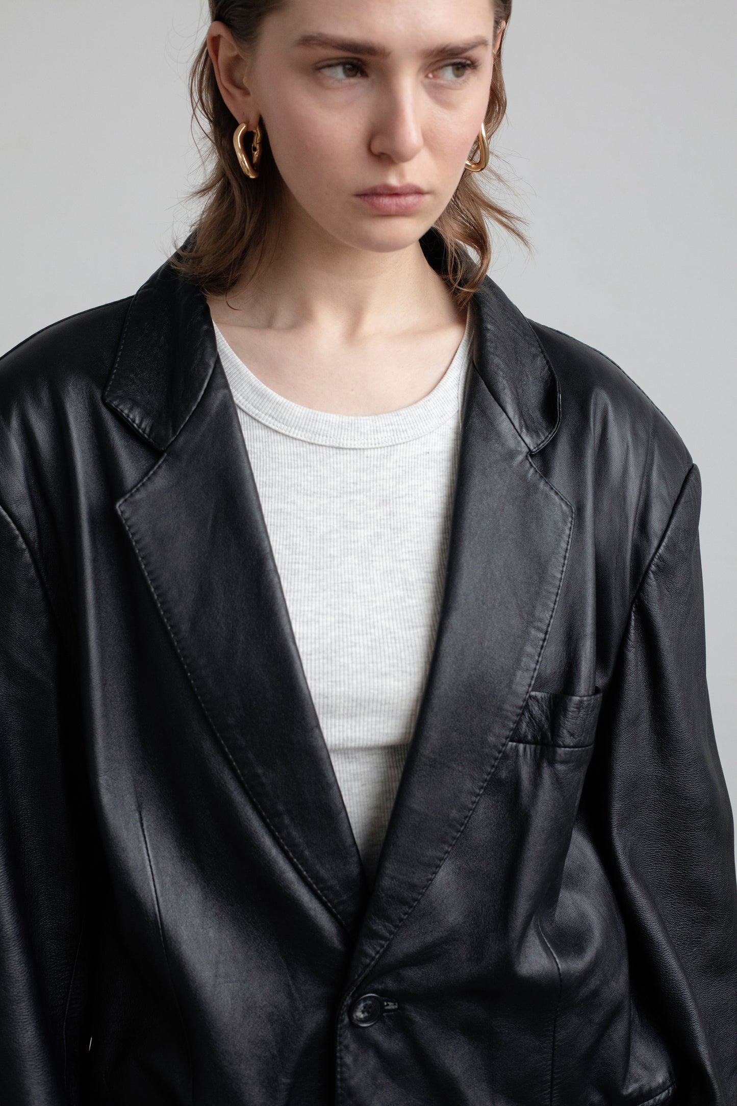 Vintage Black Leather Blazer