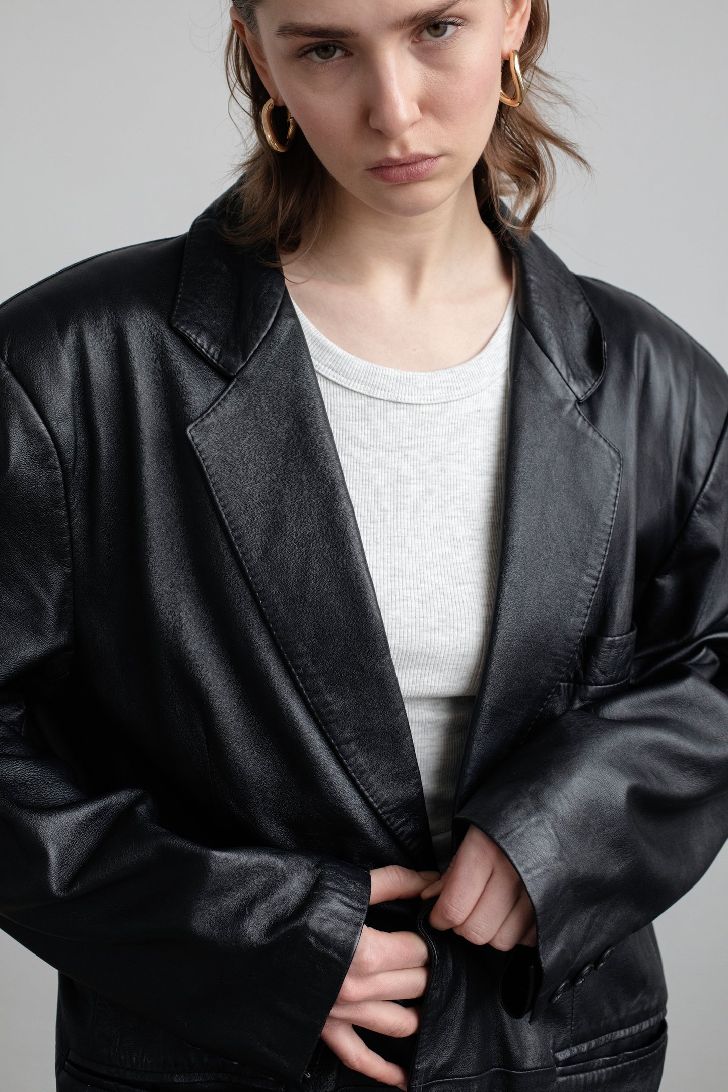 Vintage Black Leather Blazer