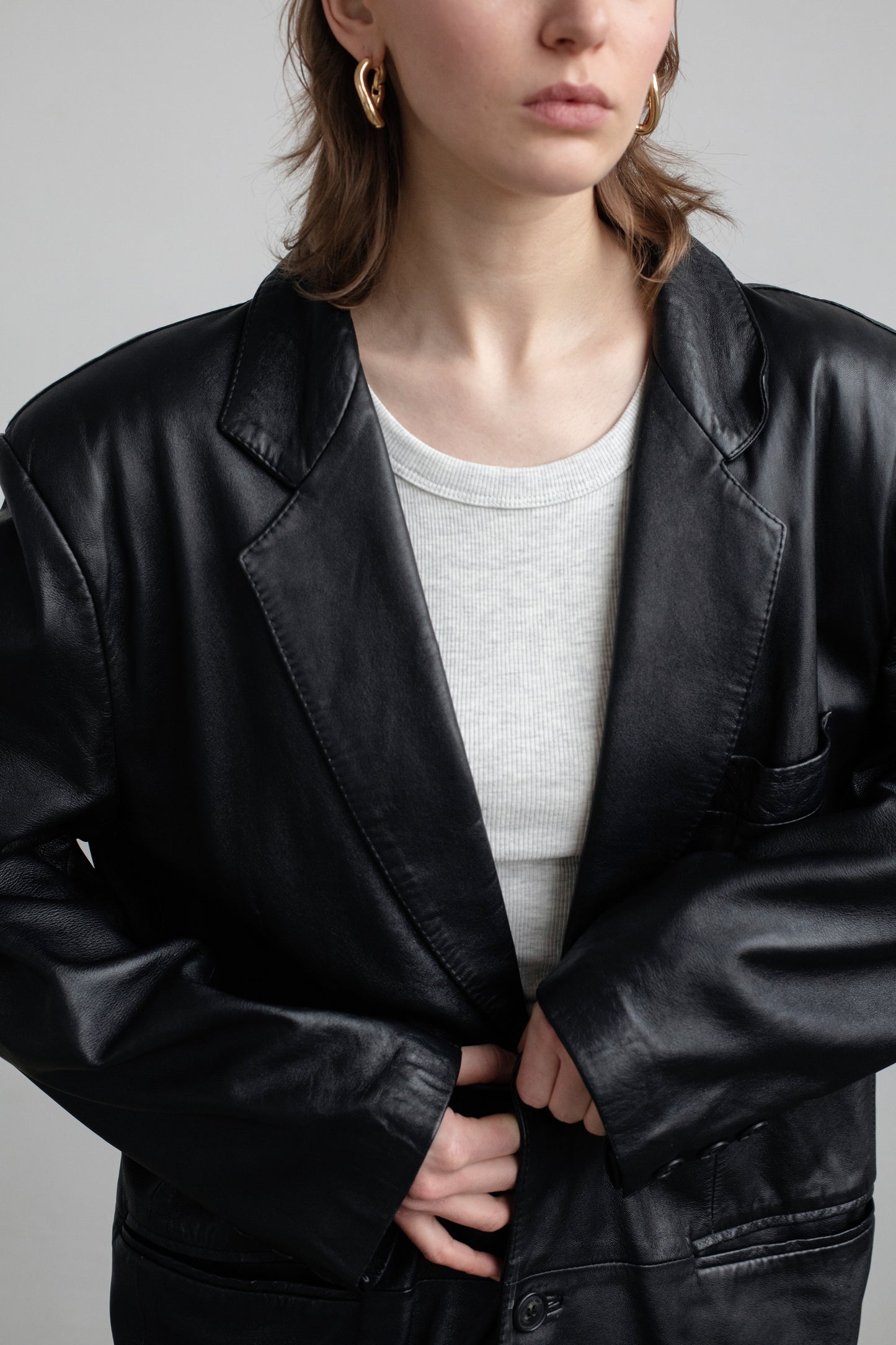 Vintage Black Leather Blazer