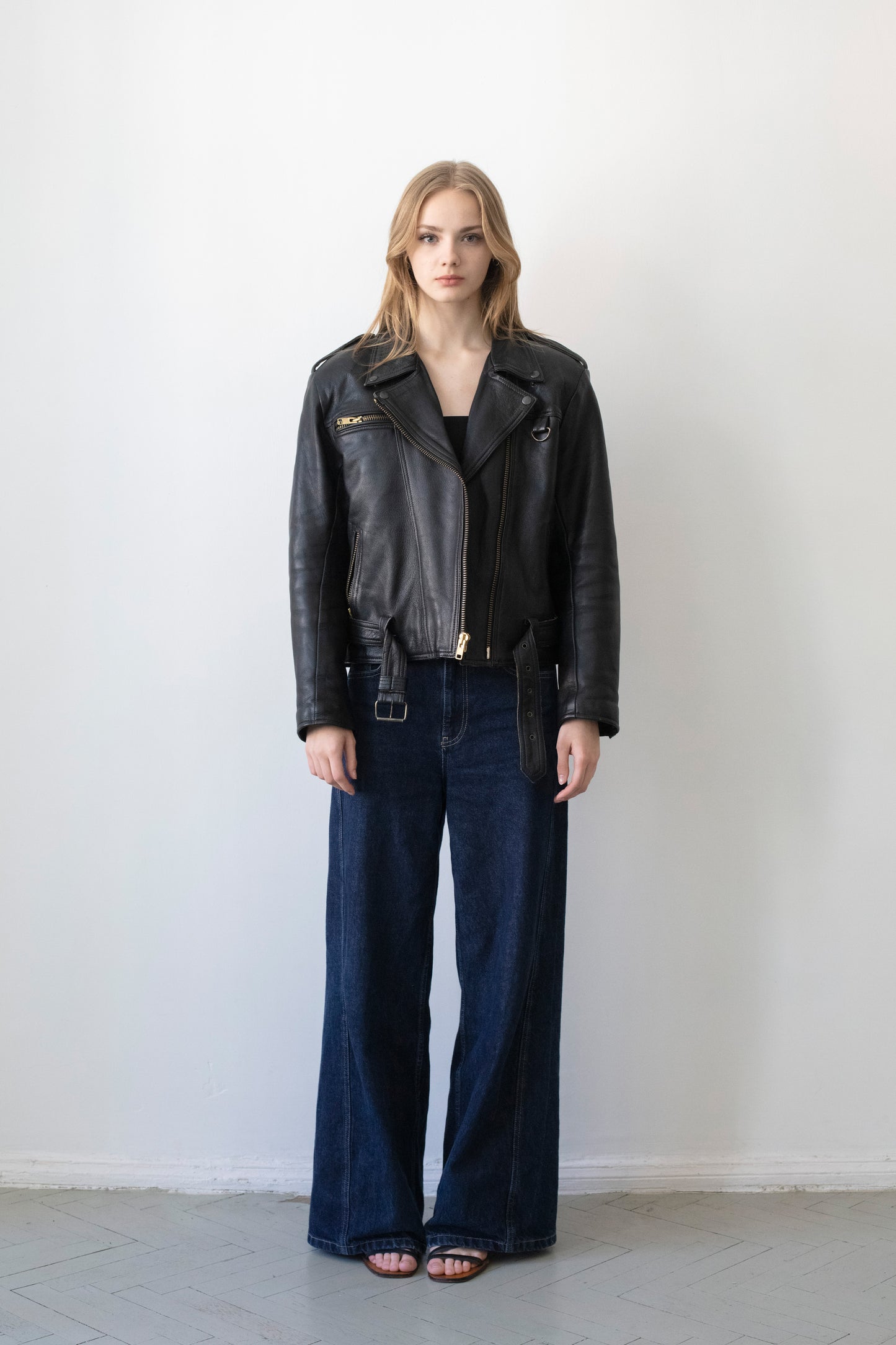 Vintage Black Leather Biker Jacket
