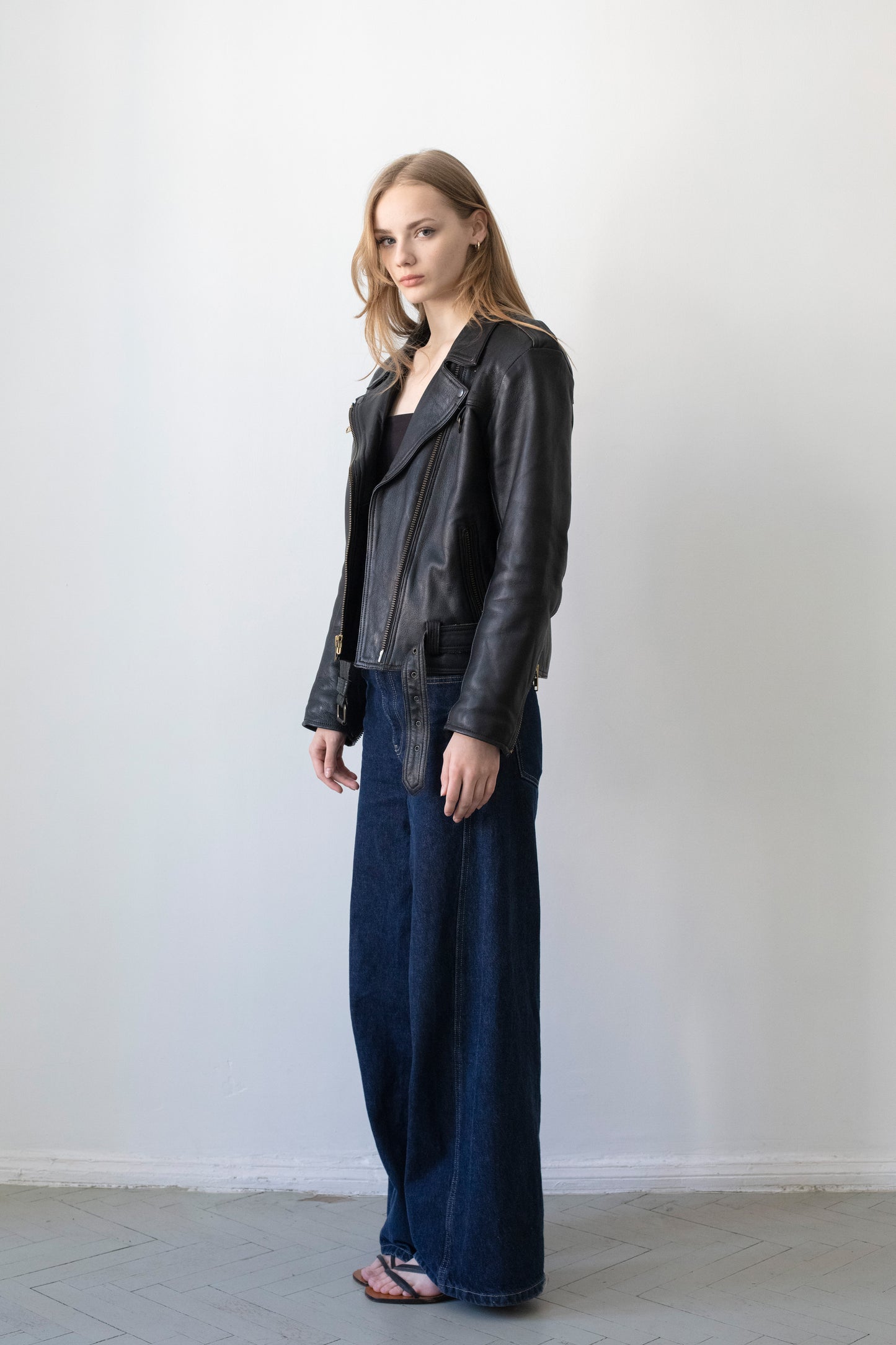 Vintage Black Leather Biker Jacket
