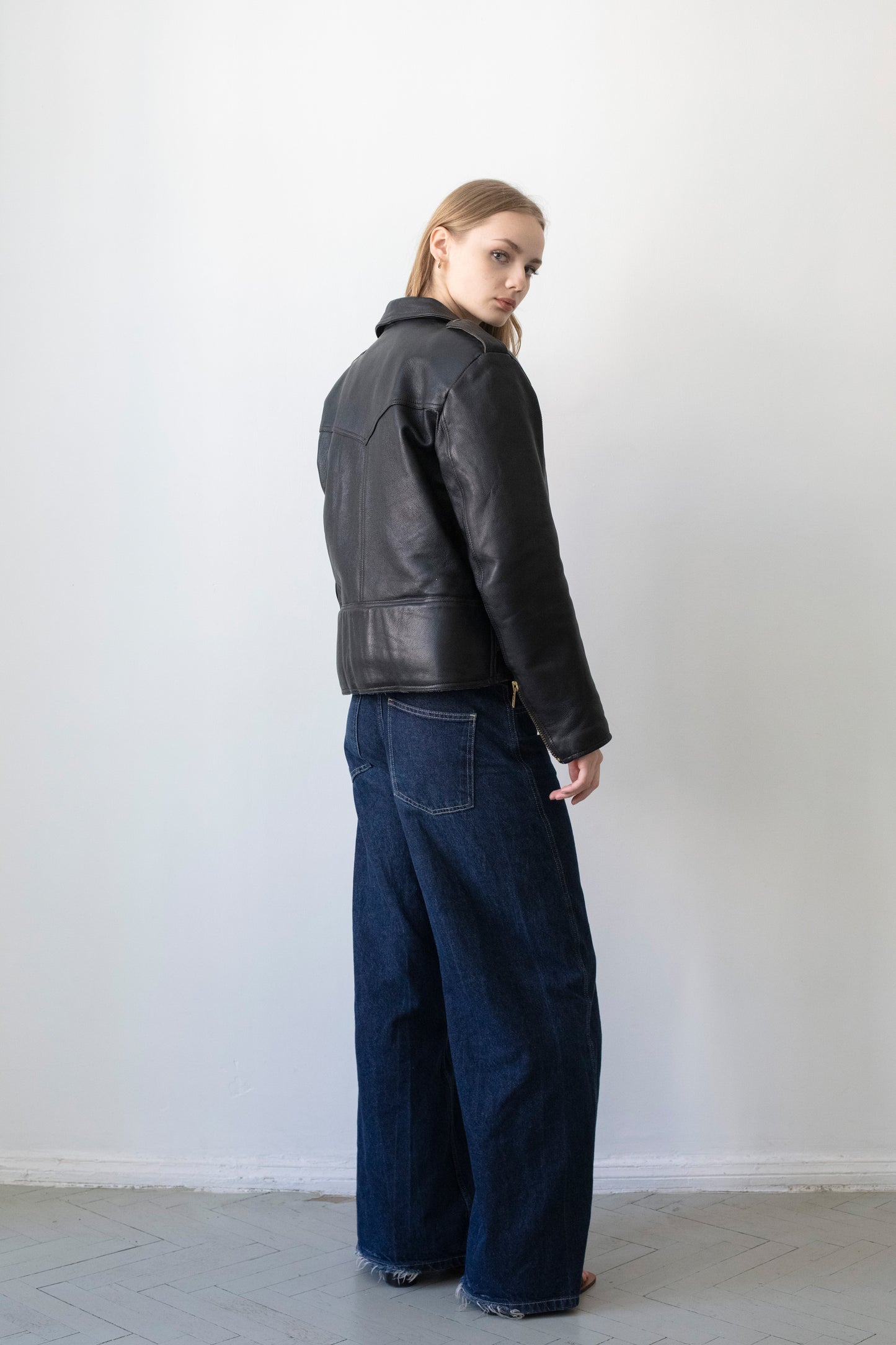 Vintage Black Leather Biker Jacket