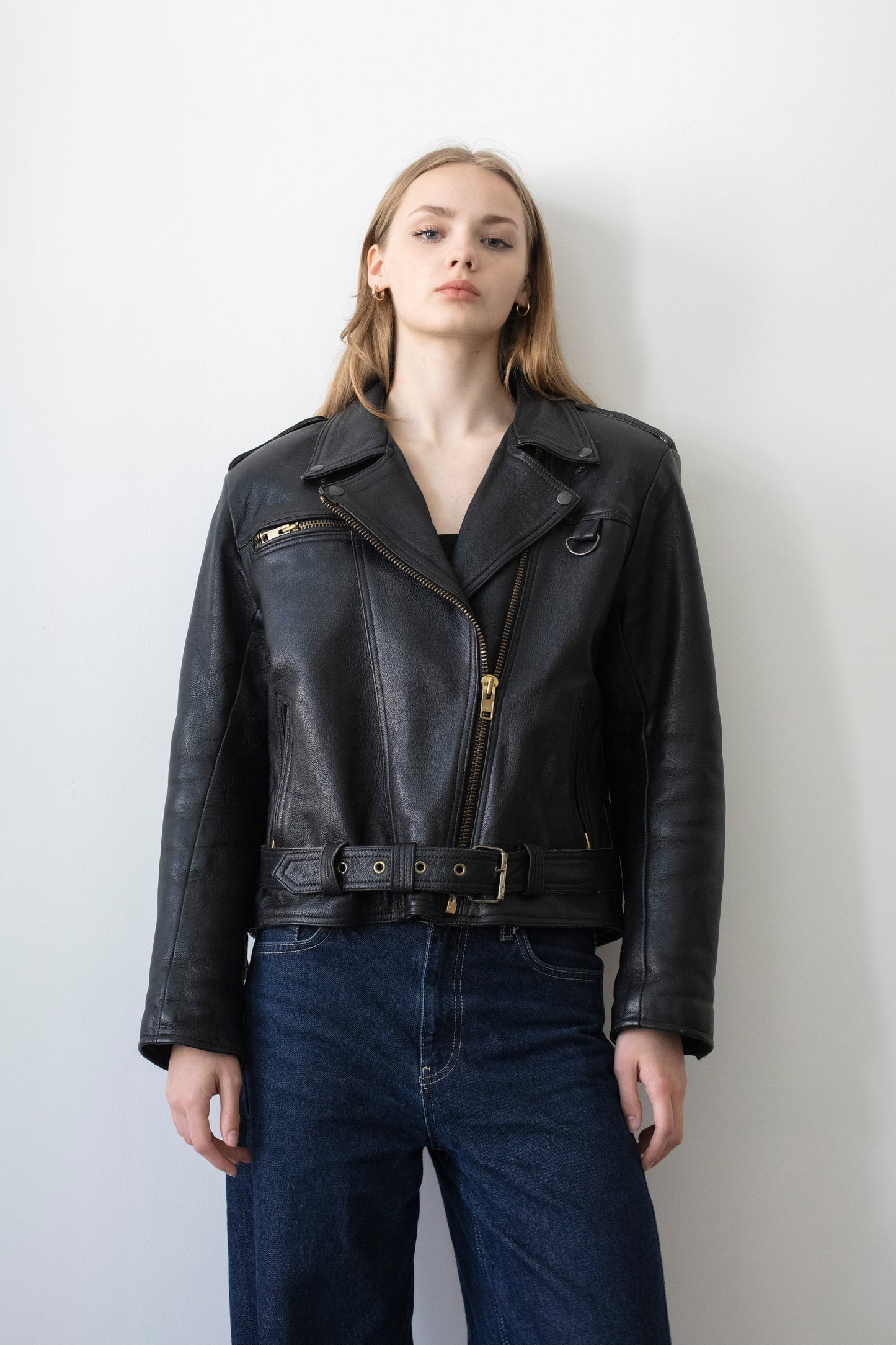 Vintage Black Leather Biker Jacket