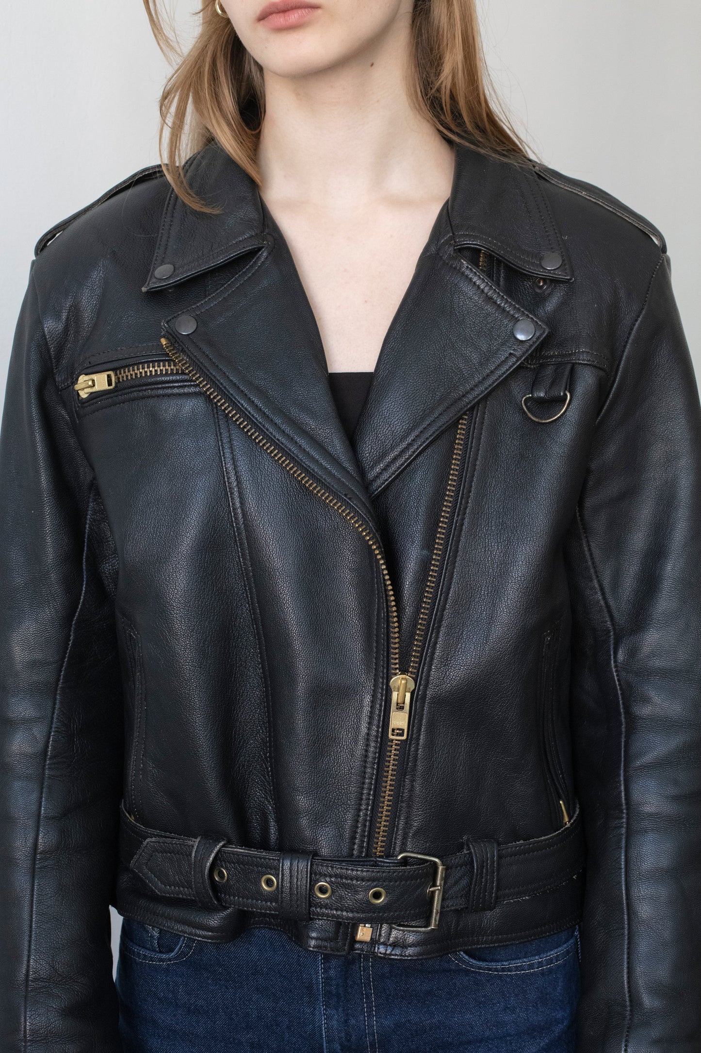 Vintage Black Leather Biker Jacket