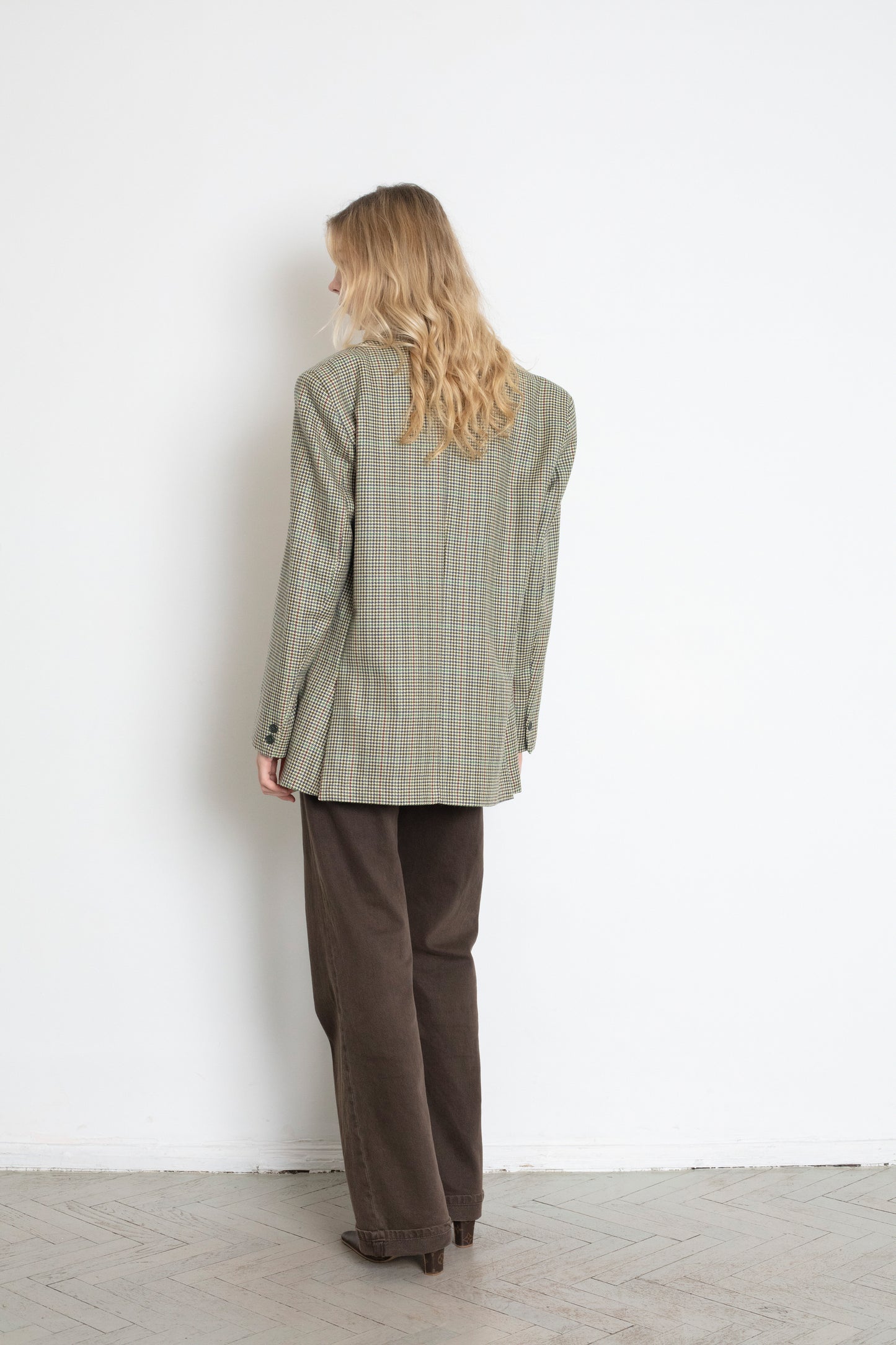 Vintage Houndstooth Oversized Wool Blazer