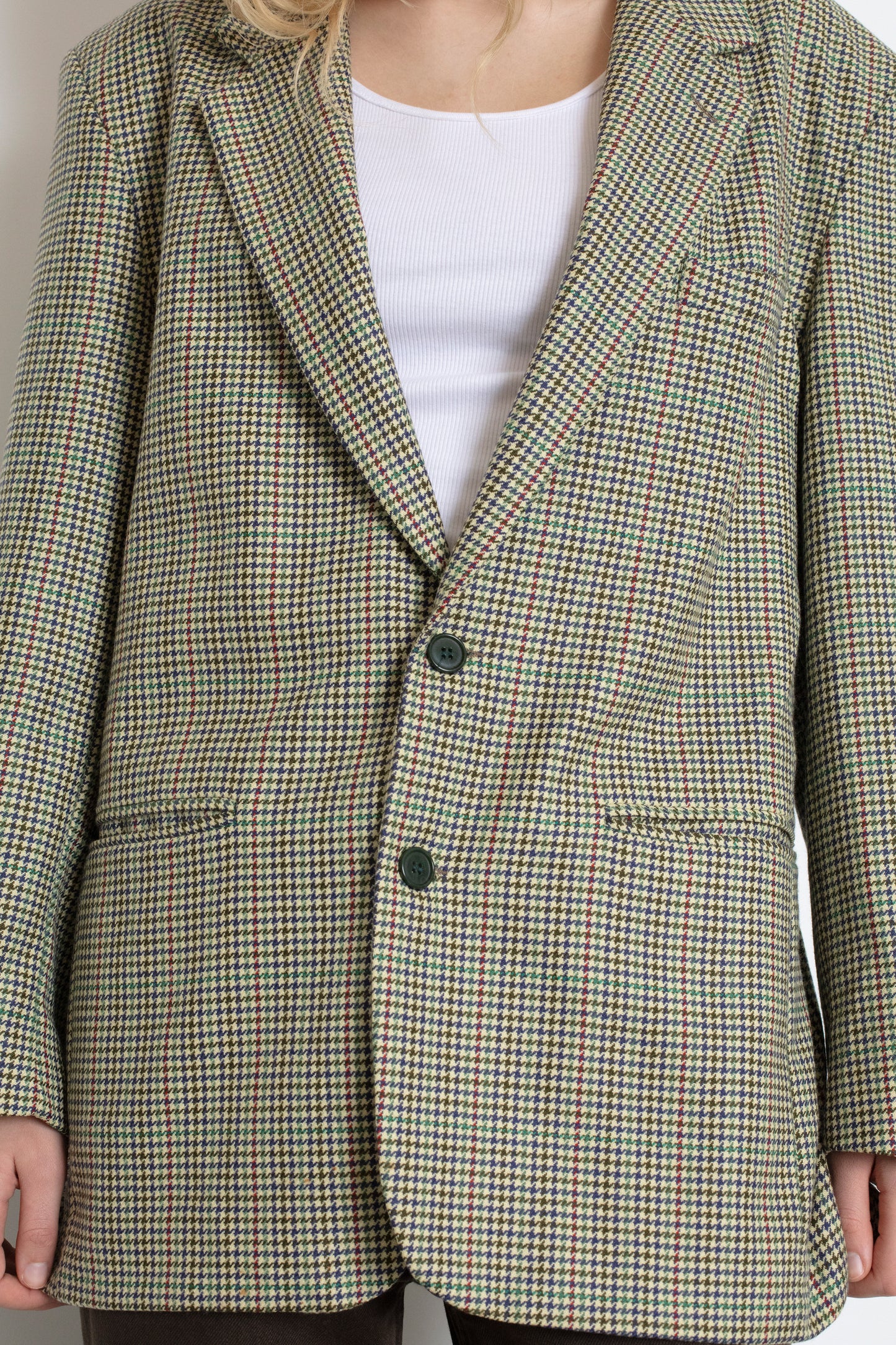 Vintage Houndstooth Oversized Wool Blazer