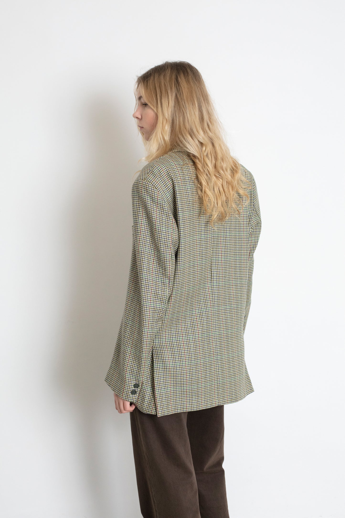 Vintage Houndstooth Oversized Wool Blazer