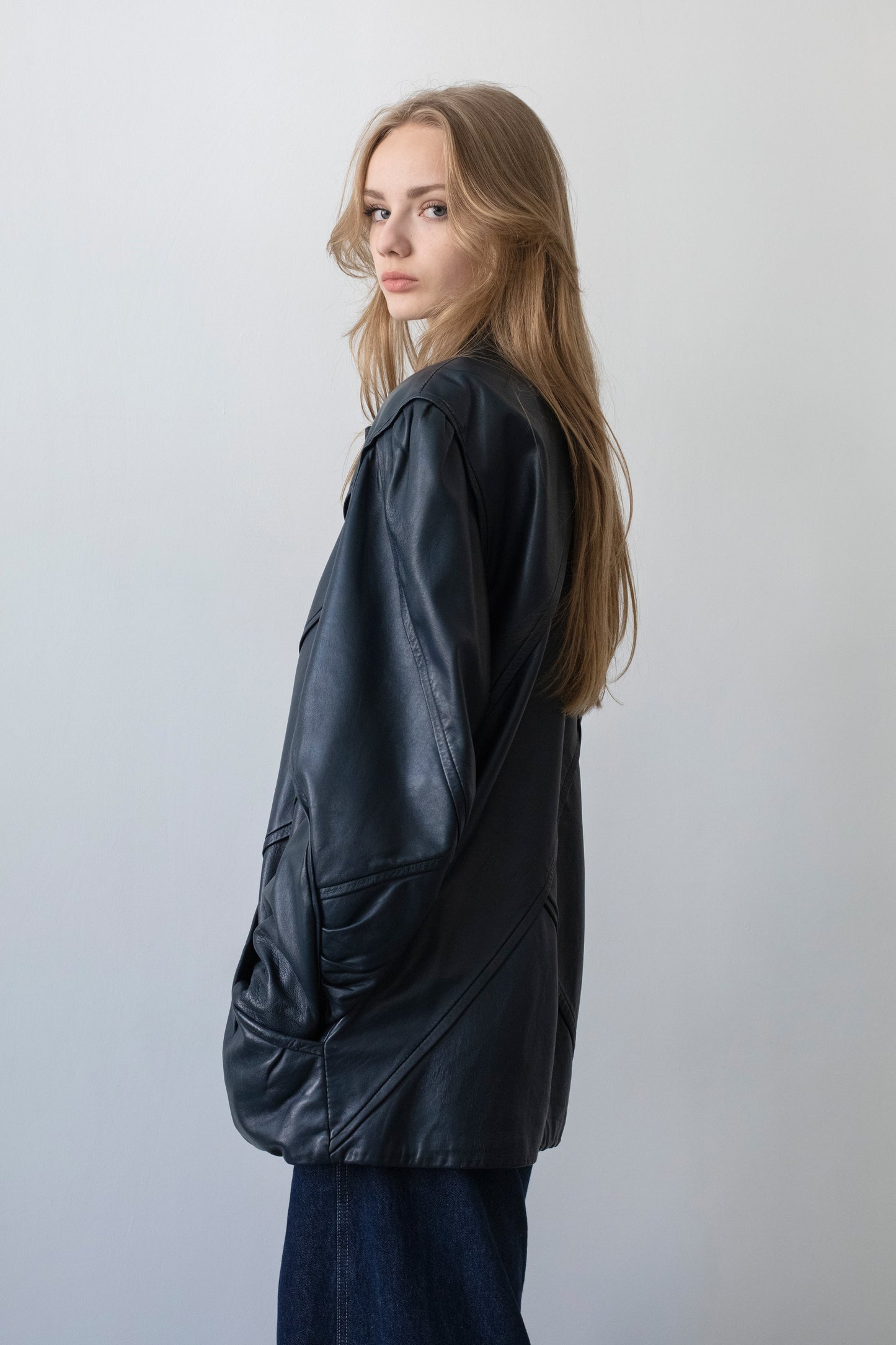 Vintage Navy Leather Jacket