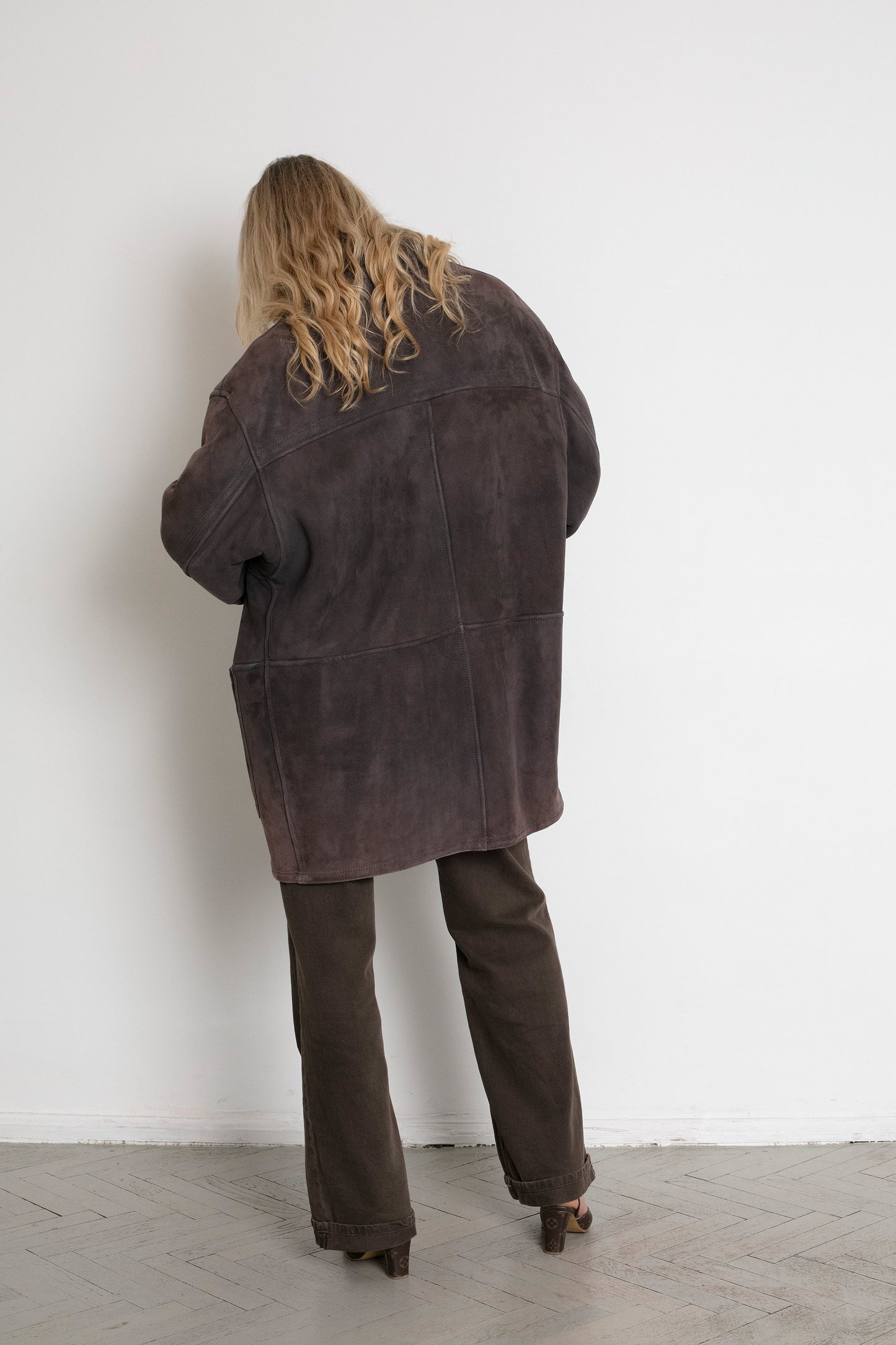 Vintage Dark Brown Shearling Sheepskin Coat
