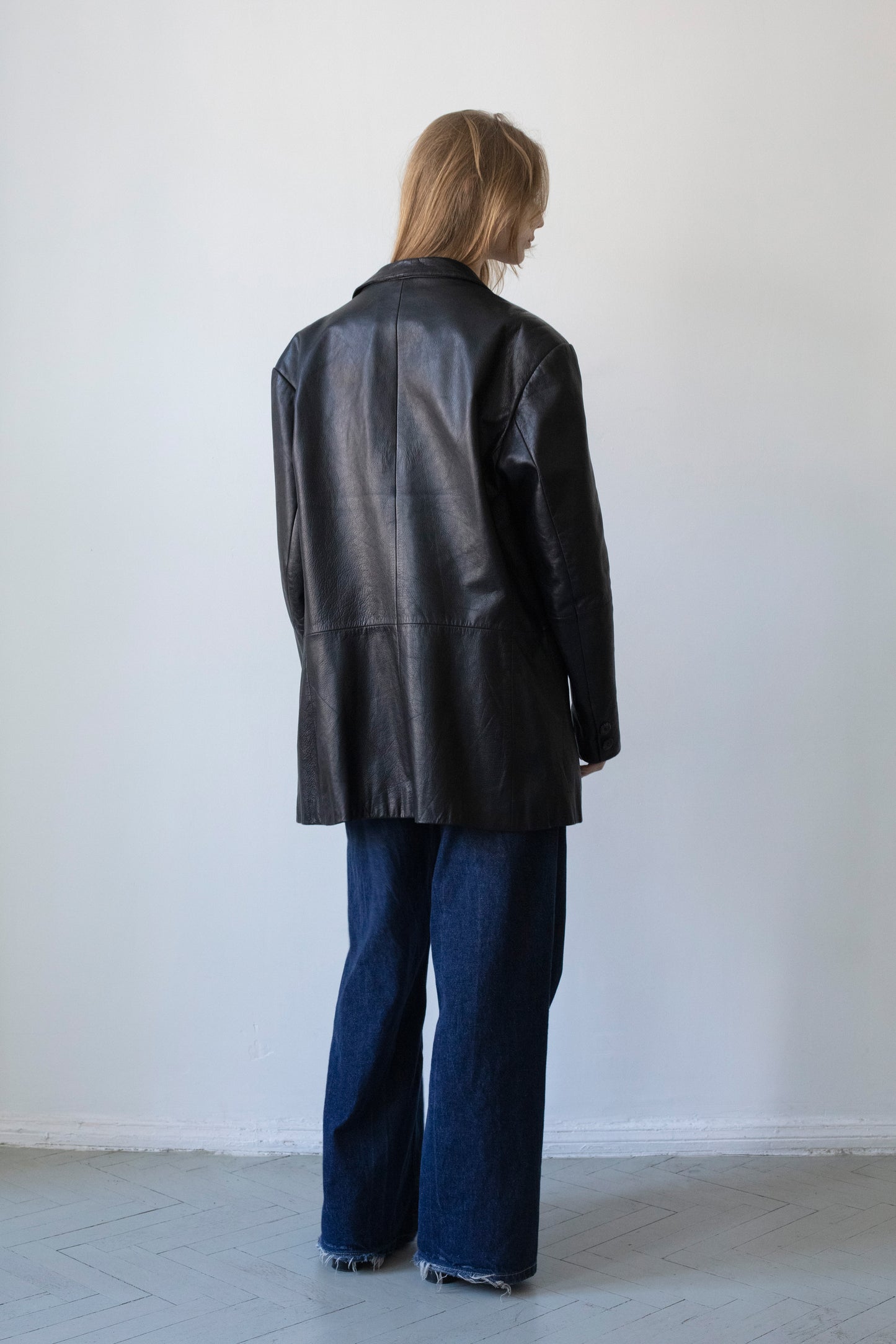 Vintage Black Leather Blazer Jacket