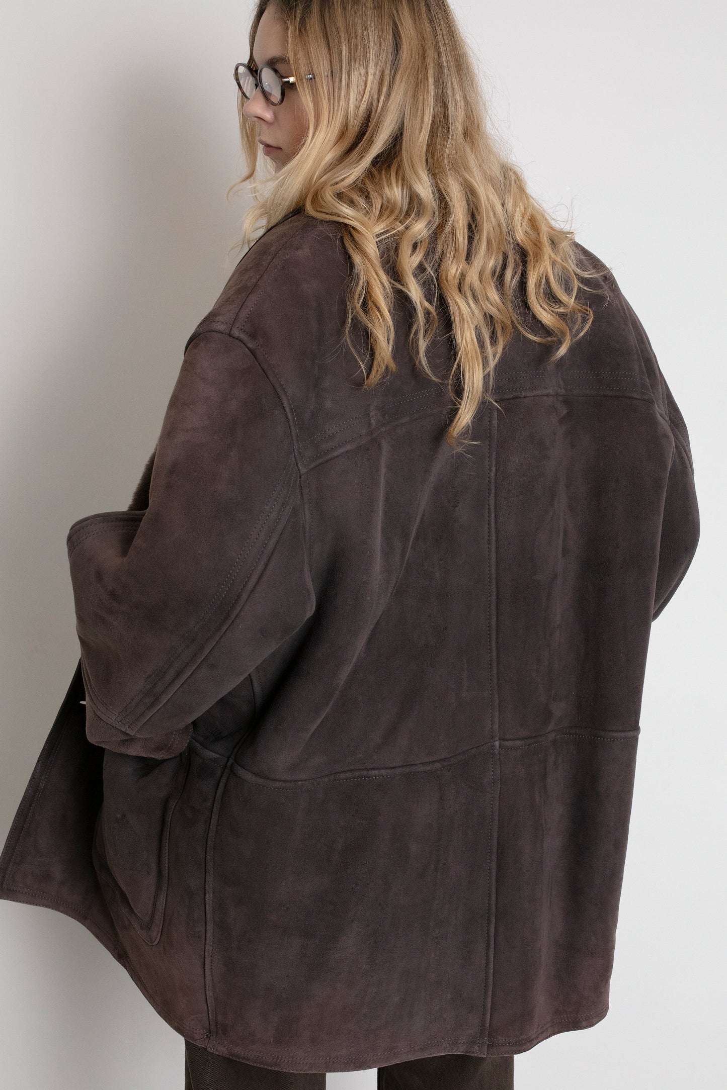 Vintage Dark Brown Shearling Sheepskin Coat