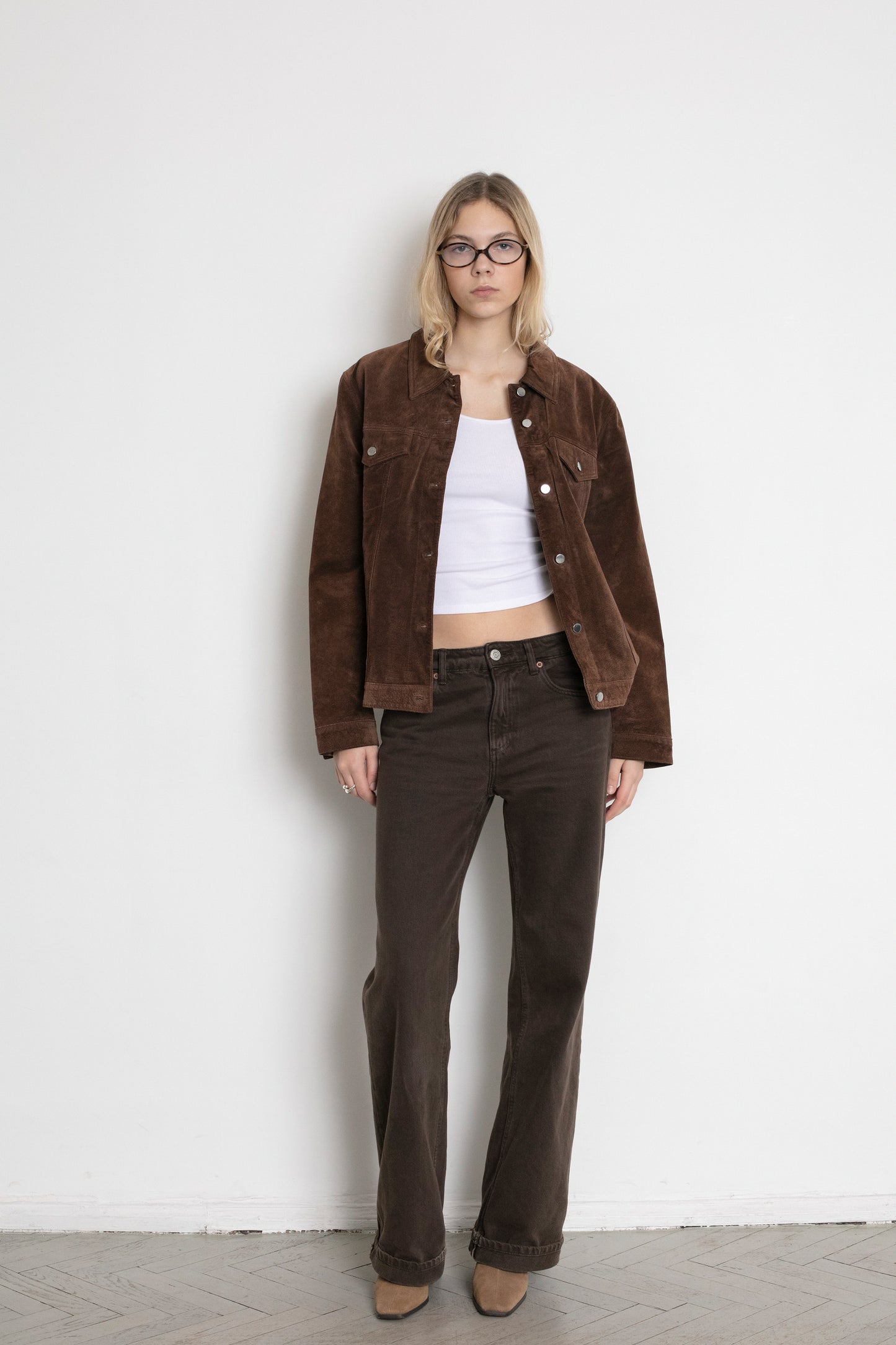 Vintage Brown Suede Shirt Jacket