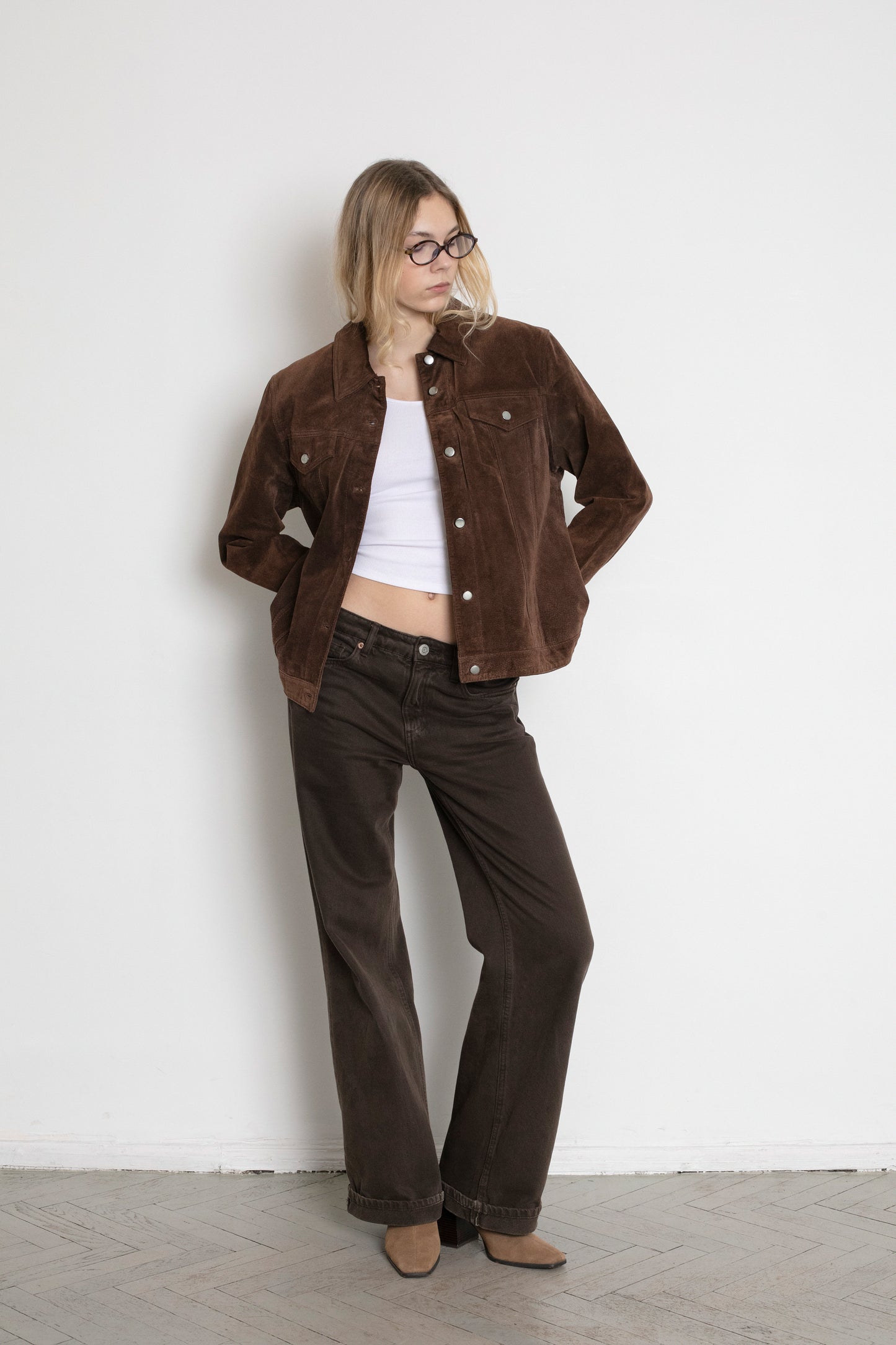 Vintage Brown Suede Shirt Jacket