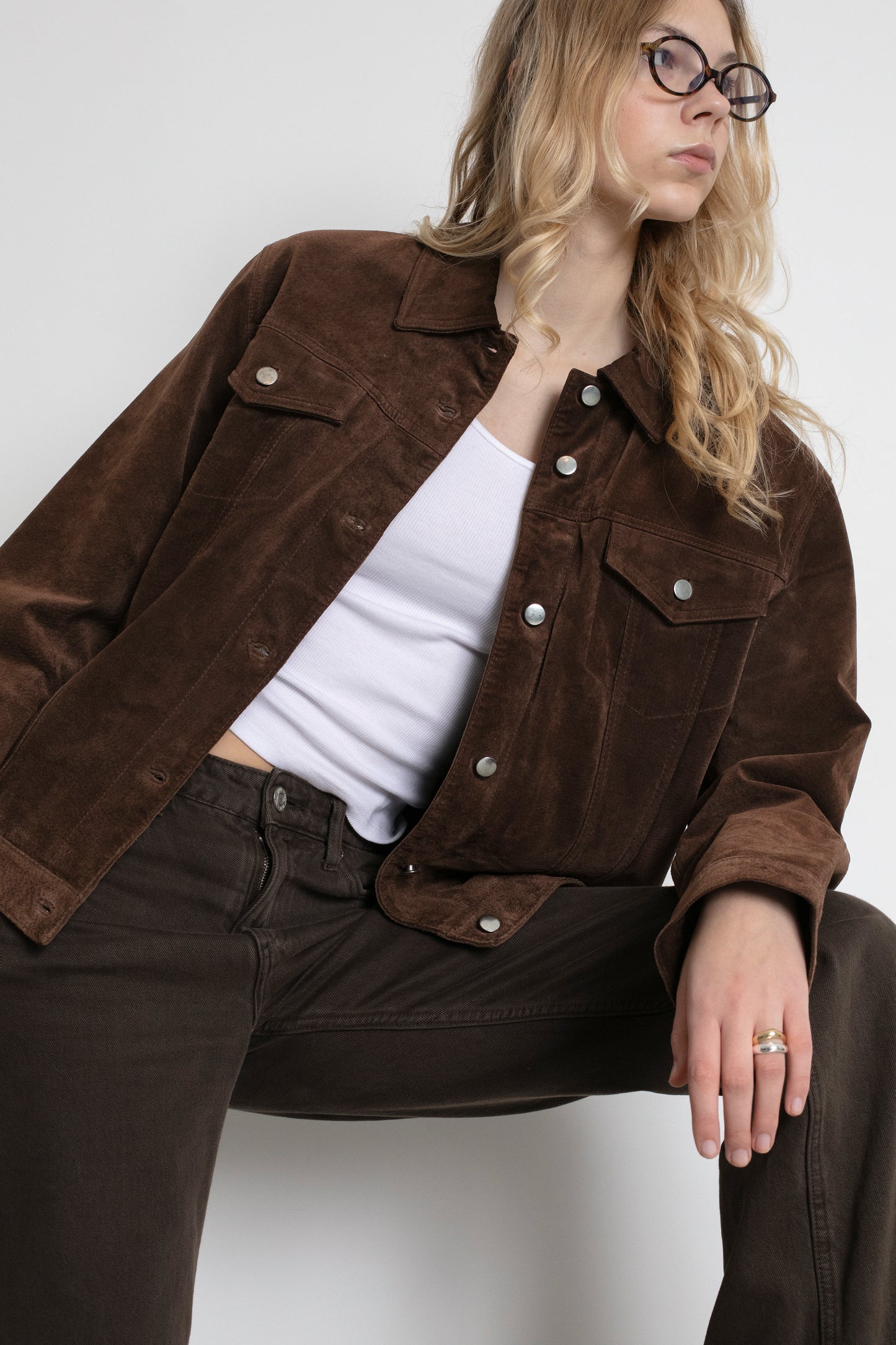 Vintage Brown Suede Shirt Jacket