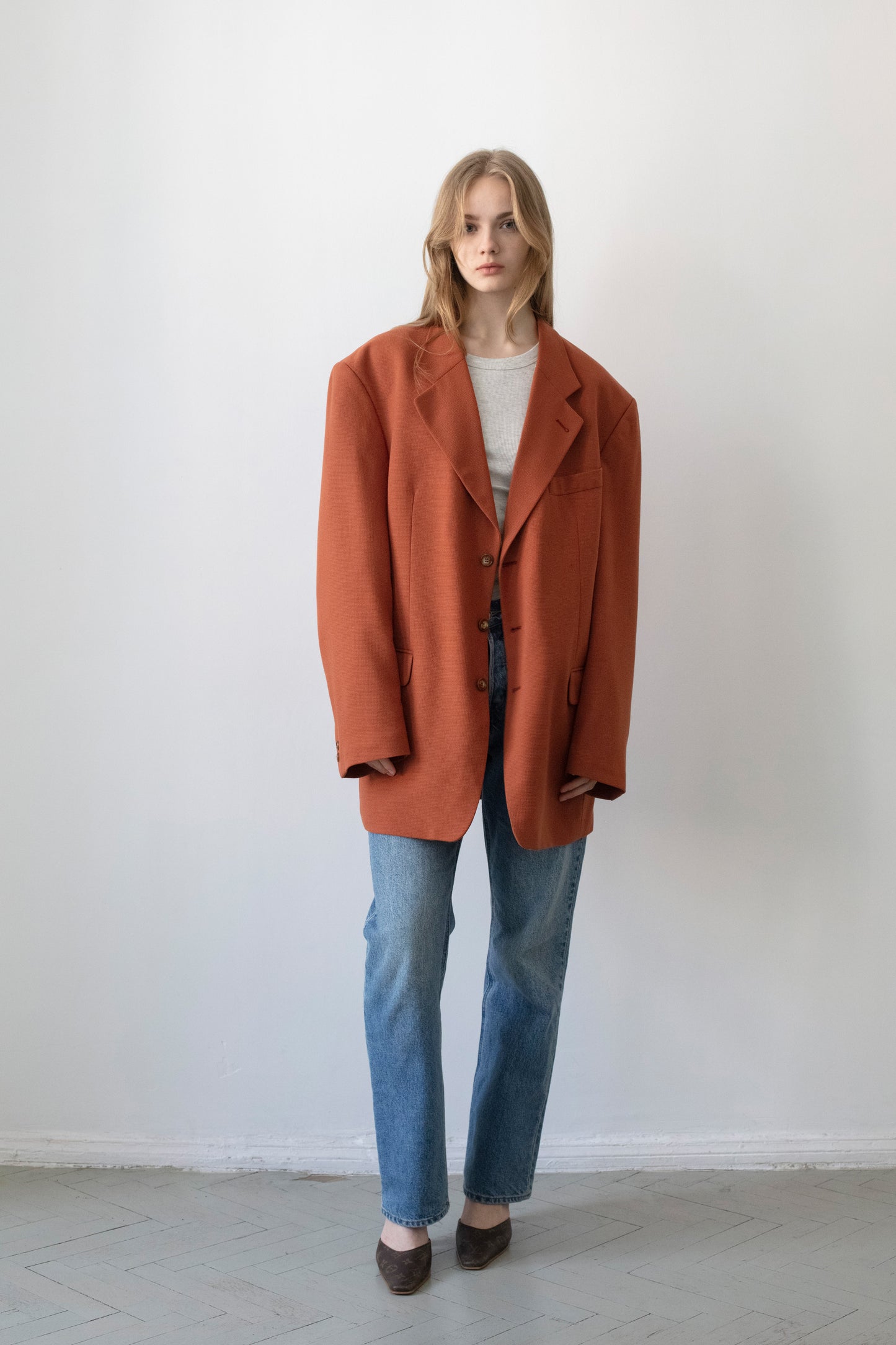 Vintage Brick Red Wool Blazer