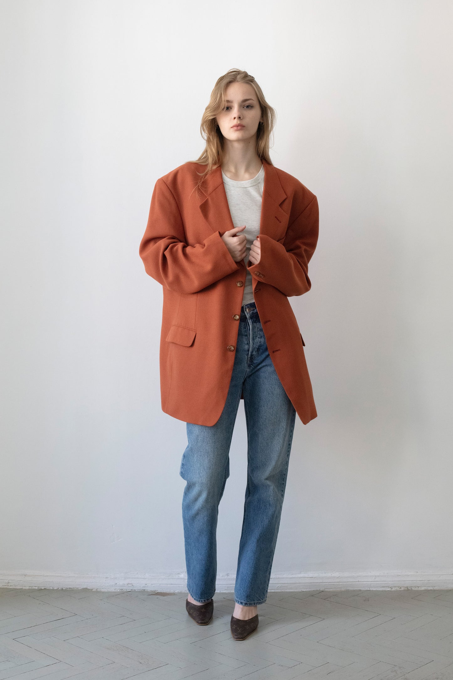 Vintage Brick Red Wool Blazer