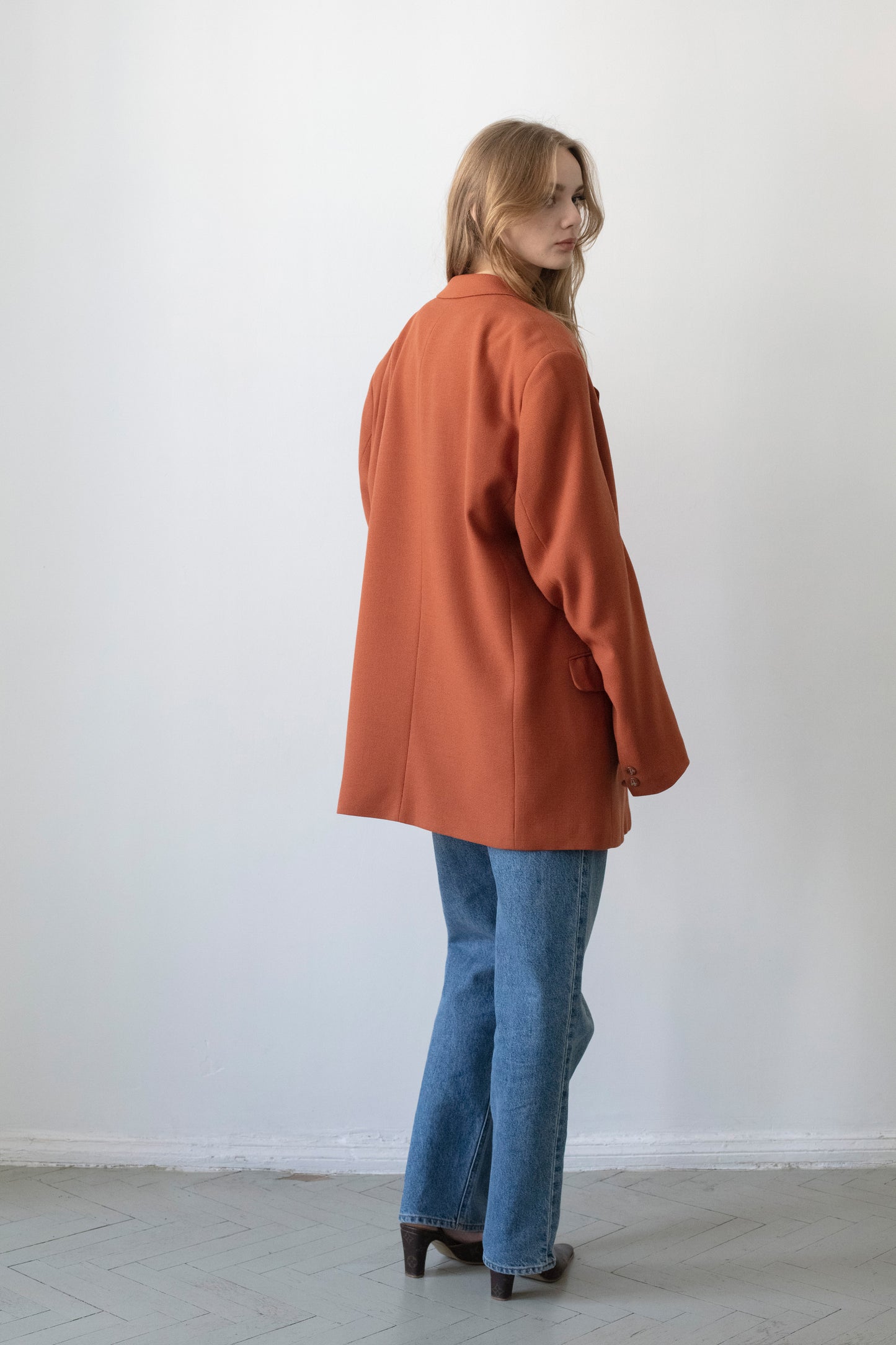 Vintage Brick Red Wool Blazer