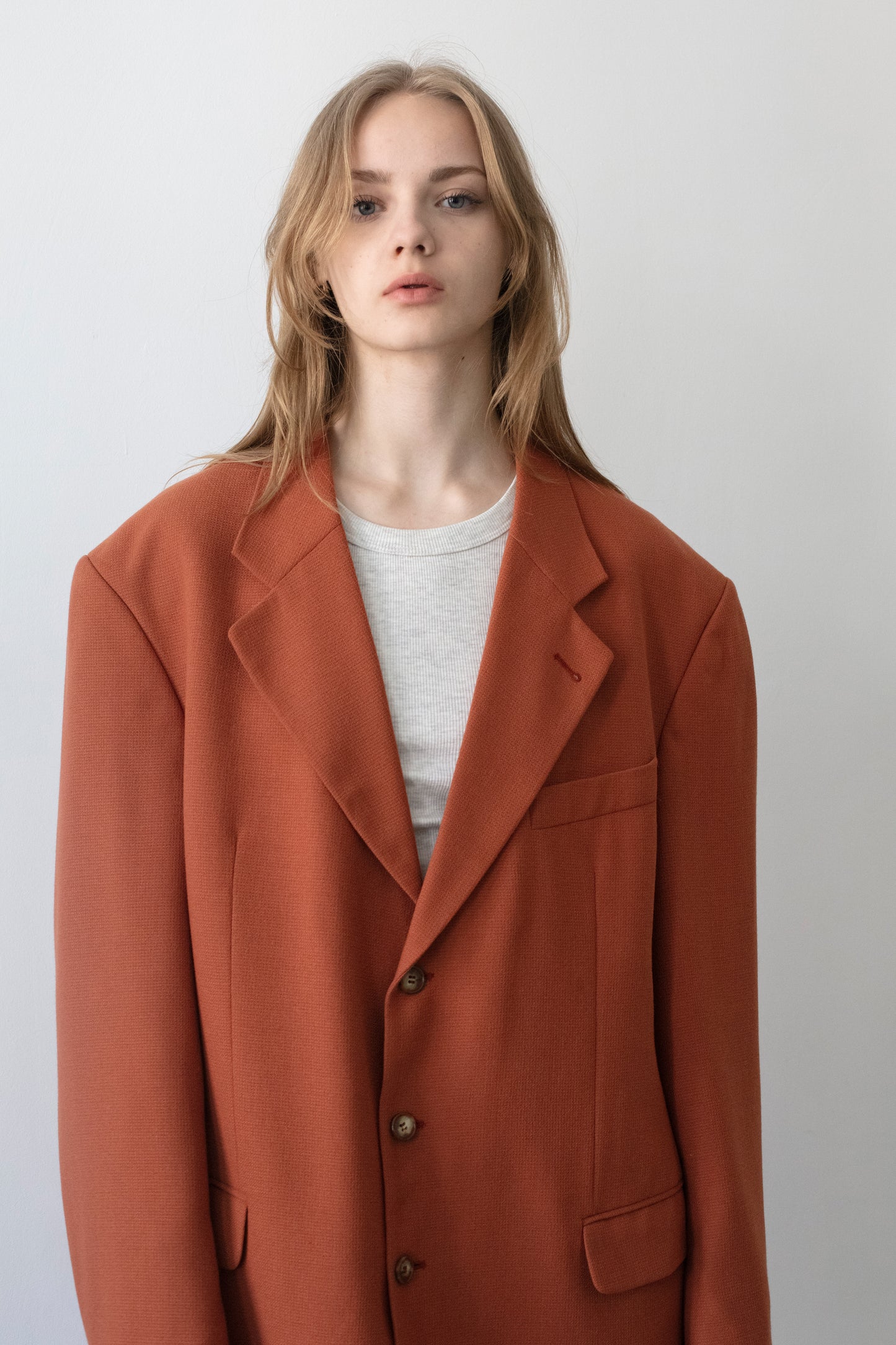 Vintage Brick Red Wool Blazer