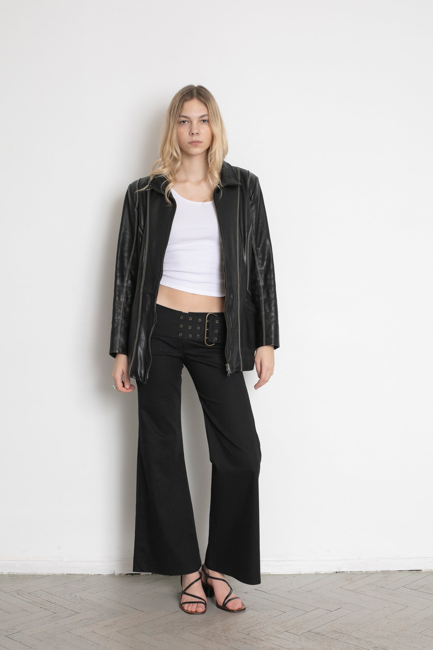 Vintage Black Leather Boxy Jacket