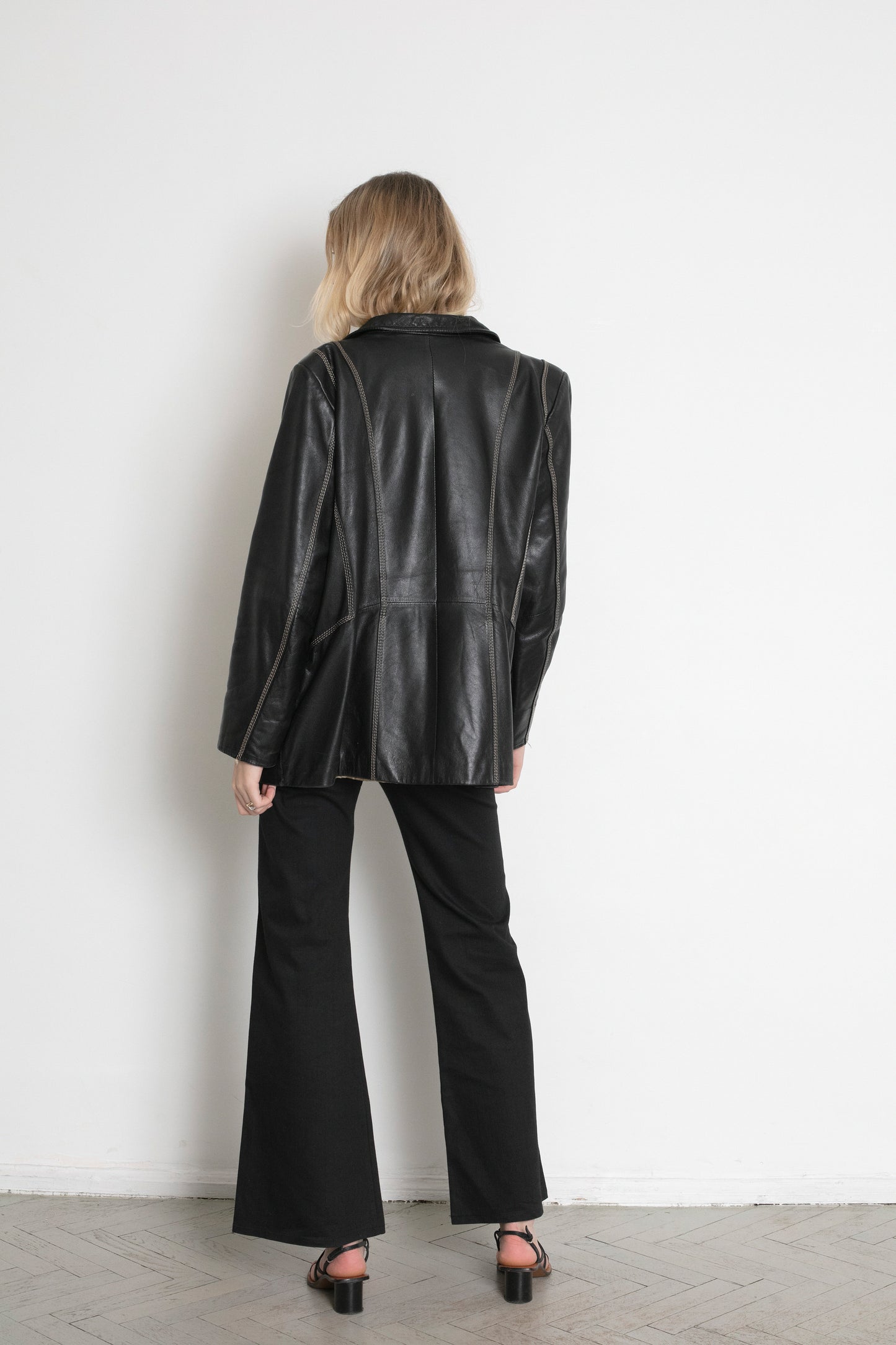 Vintage Black Leather Boxy Jacket