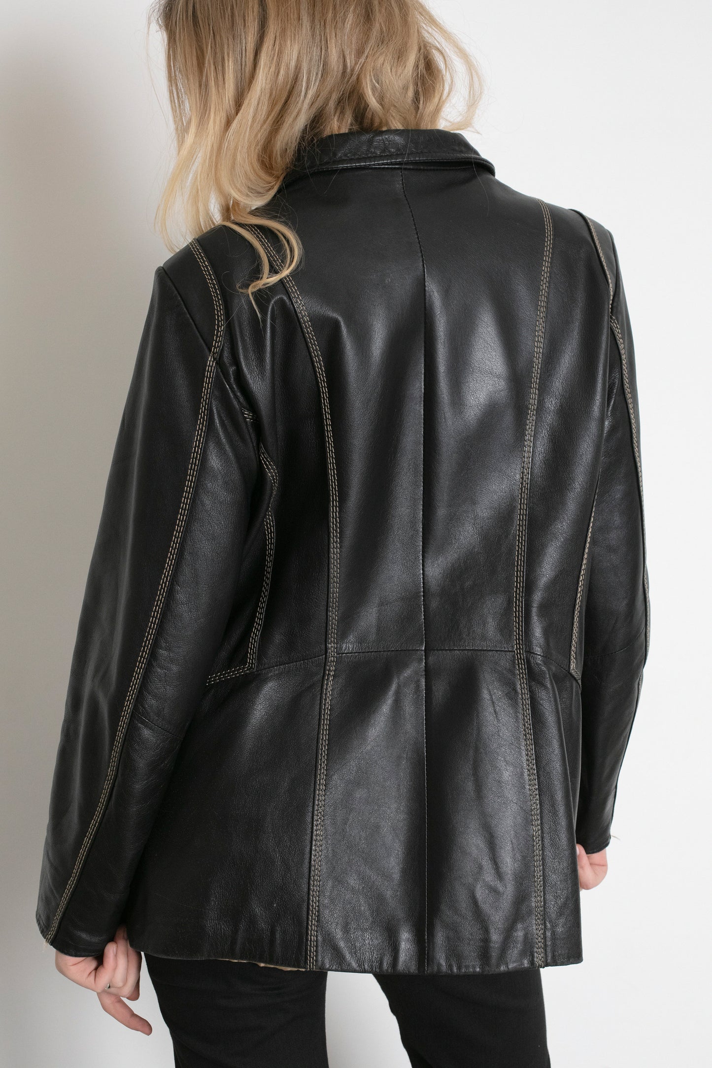 Vintage Black Leather Boxy Jacket