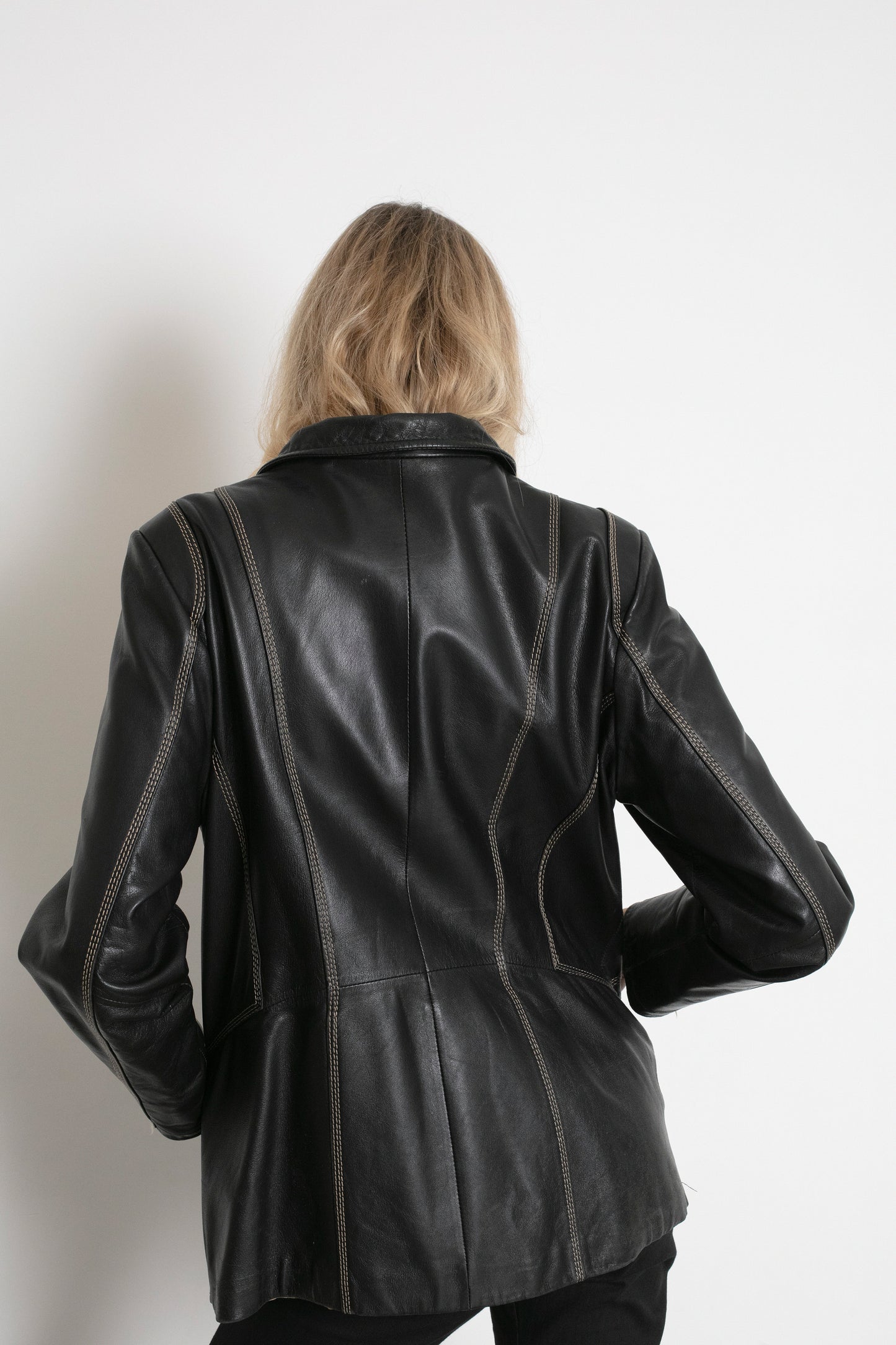 Vintage Black Leather Boxy Jacket