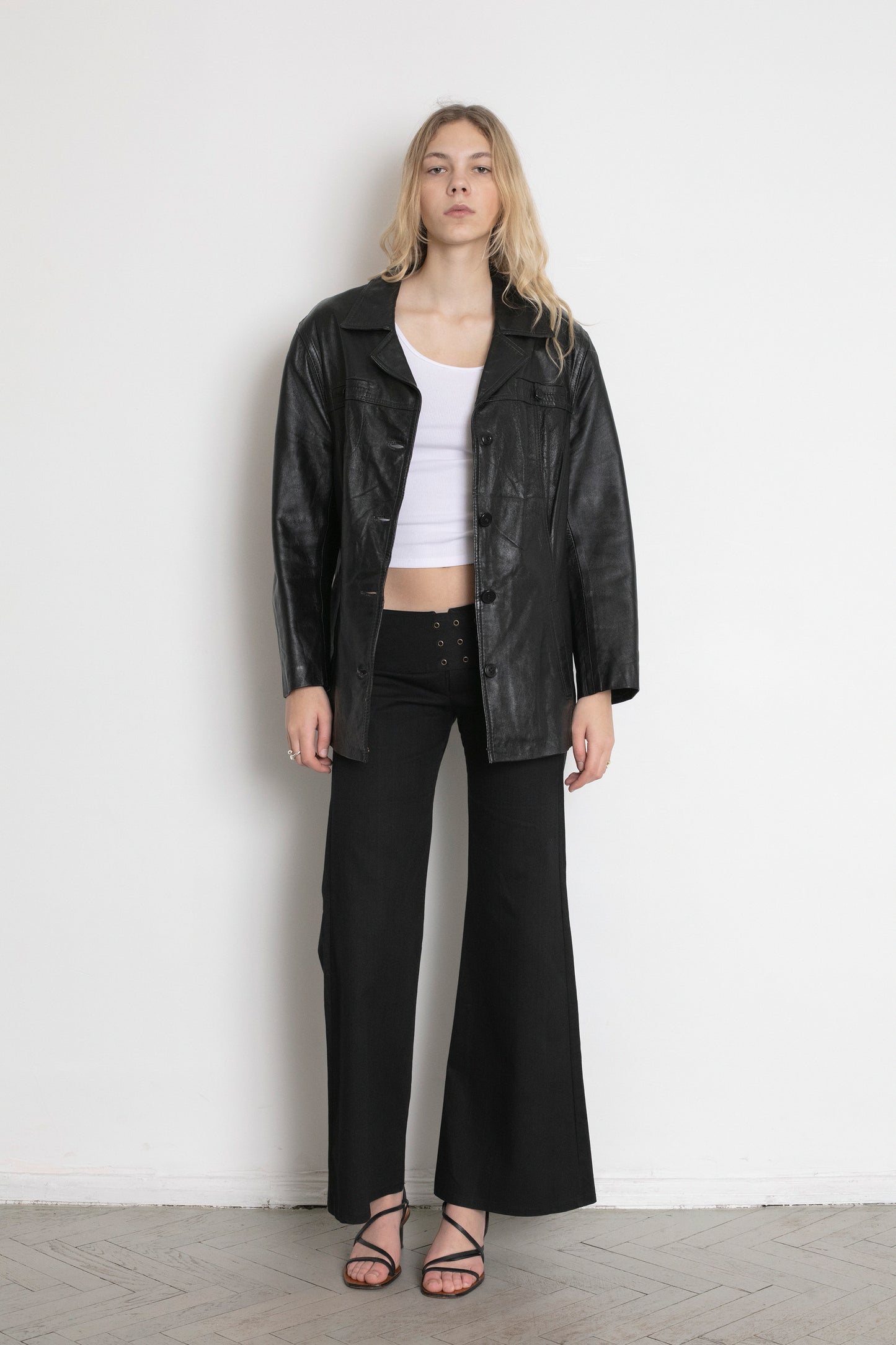 Vintage Black Boxy Leather Jacket