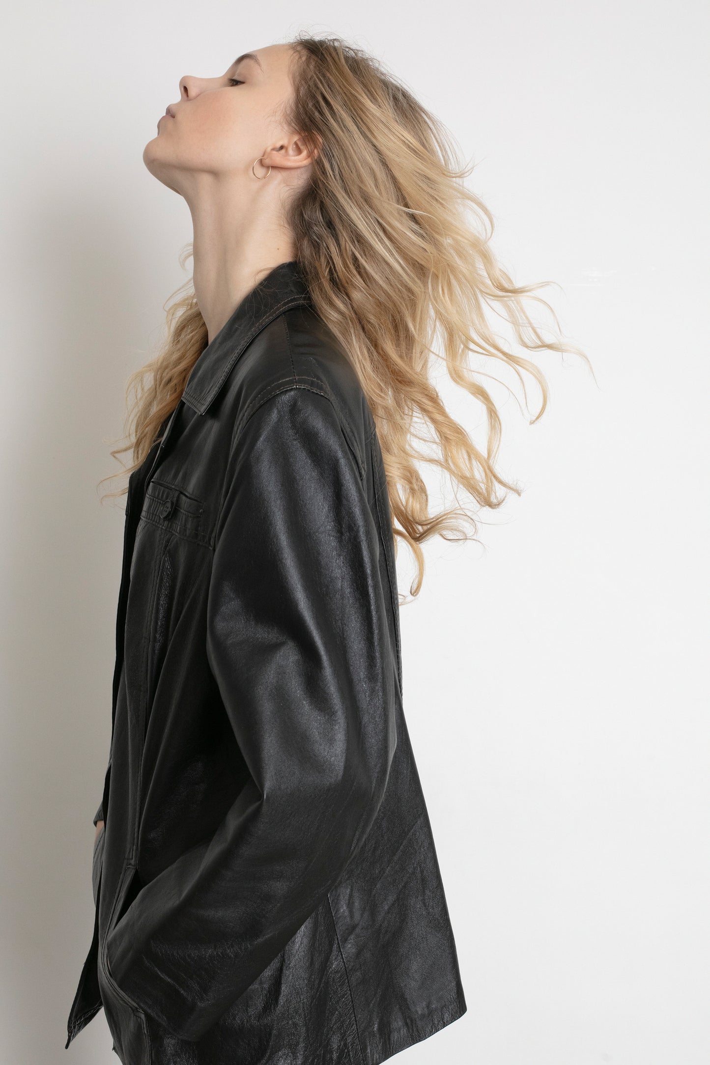 Vintage Black Boxy Leather Jacket