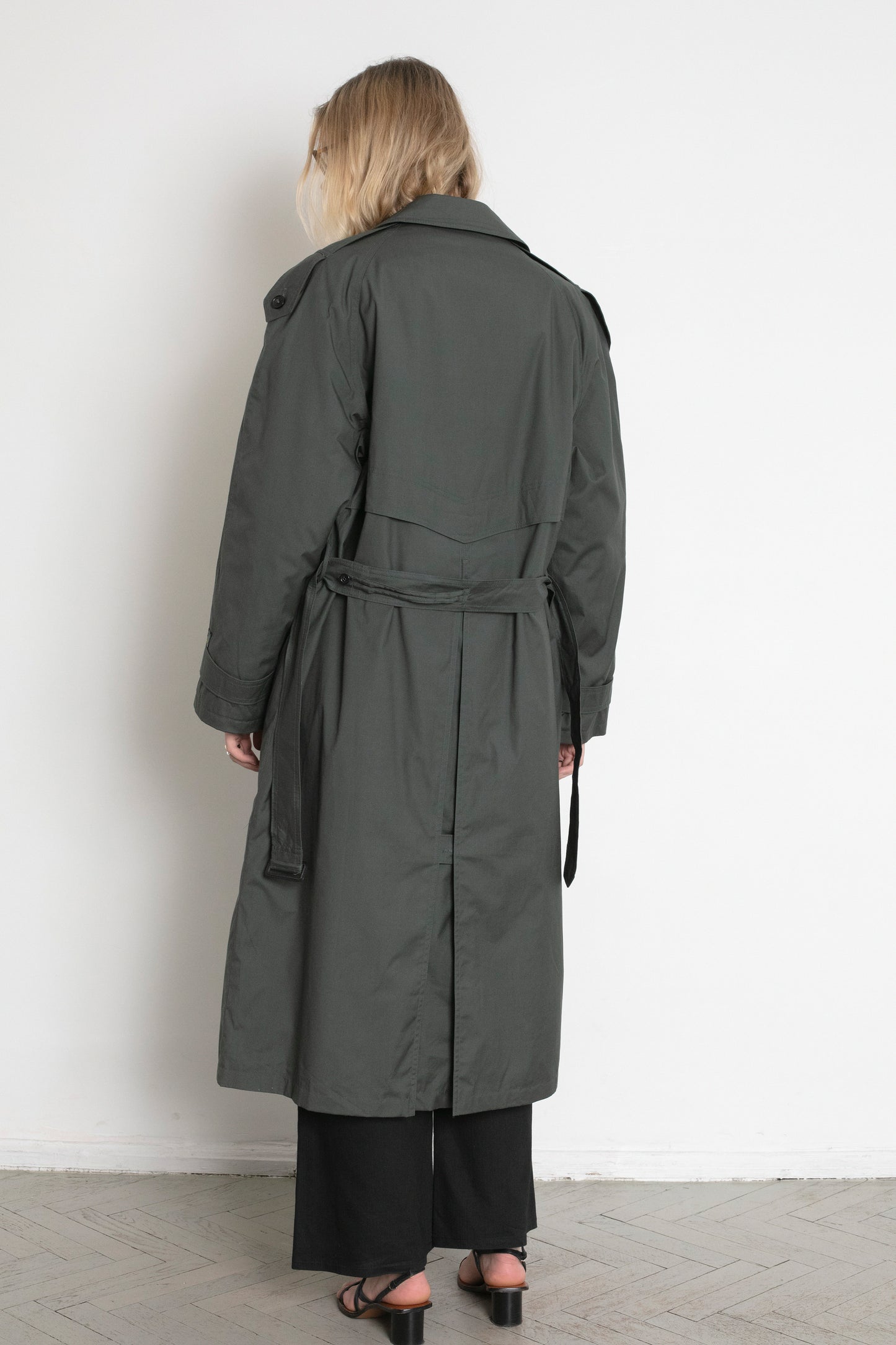Vintage Bottle Green Trench Coat