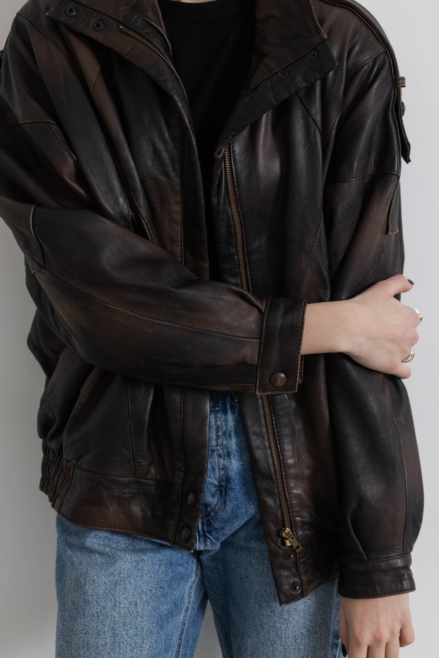 Vintage Brown Leather Bomber jacket