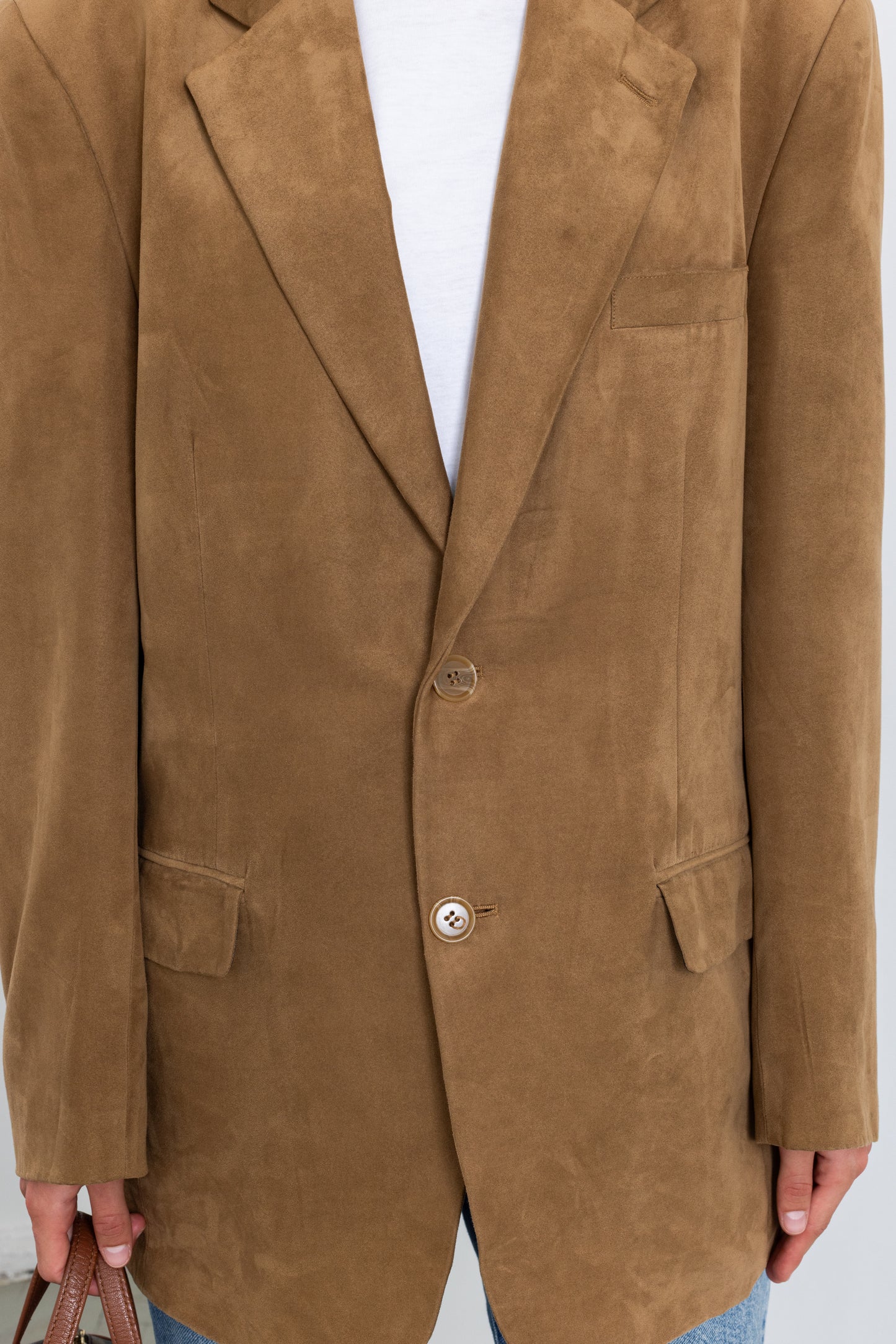 Vintage Brown Faux Suede Blazer