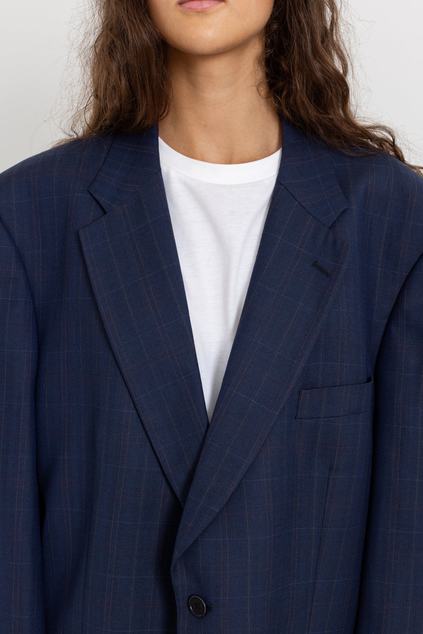 Vintage Navy Plaid Wool Blazer