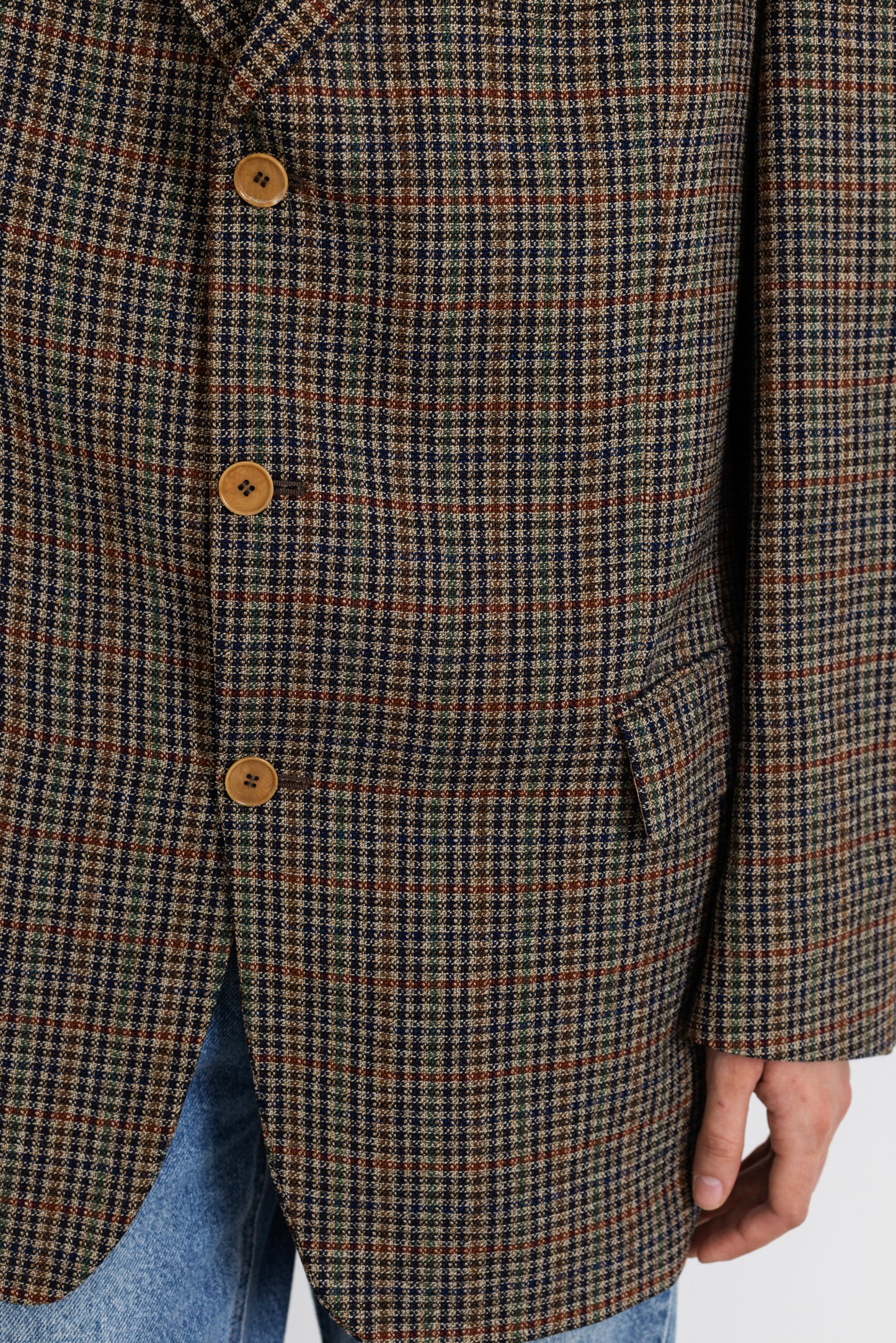 Vintage Brown Houndstooth 100% Wool Blazer