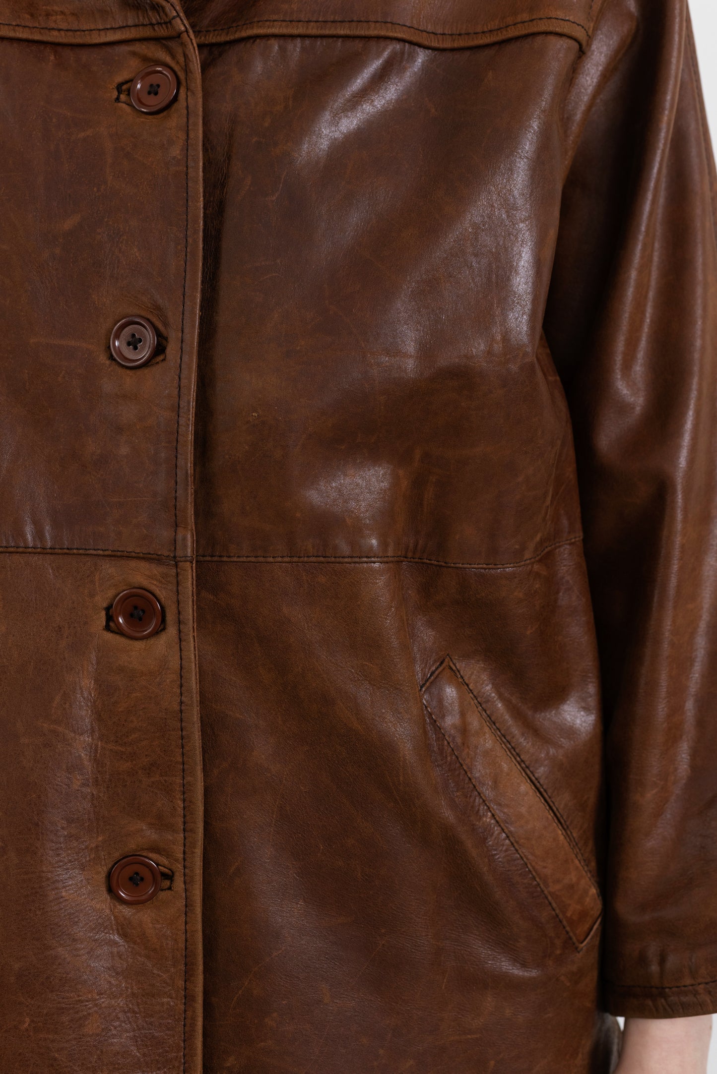 Vintage Brown Aged Leather Jacket