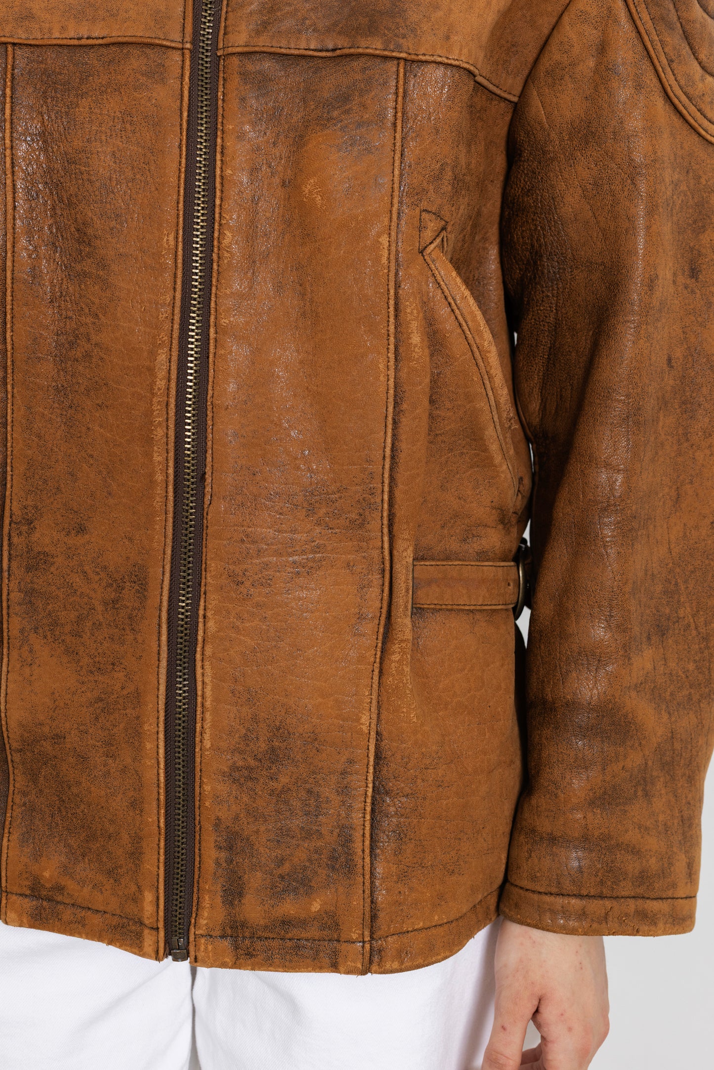 Vintage Brown Leather Biker Jacket