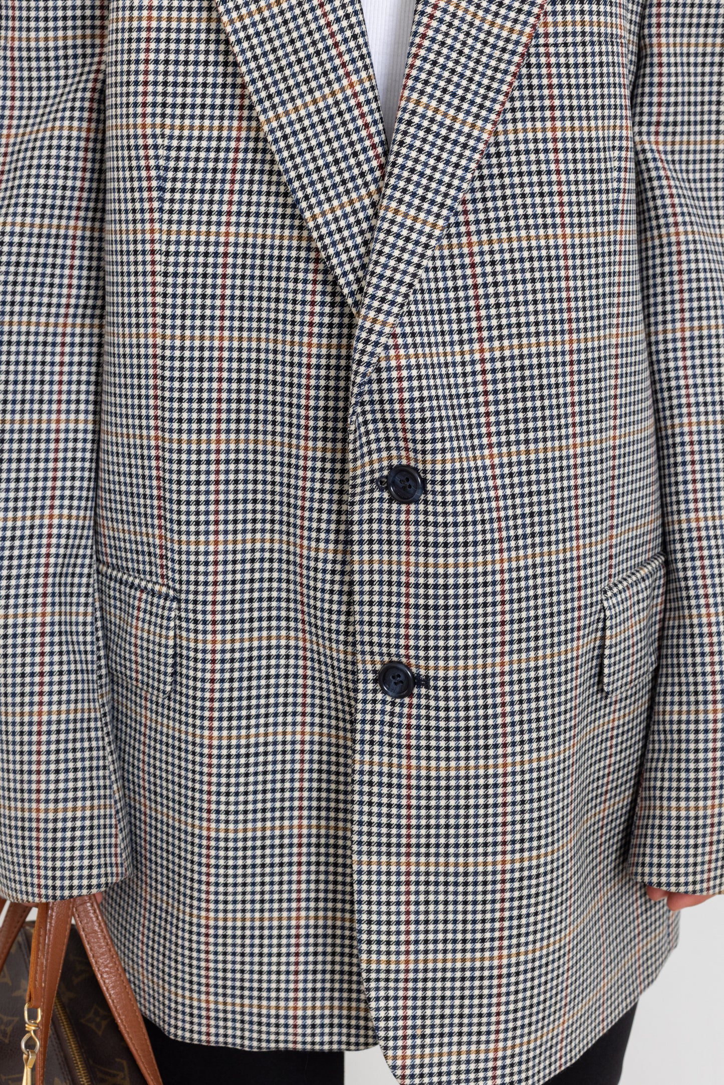 Vintage Grey Houndstooth 100% Wool Blazer
