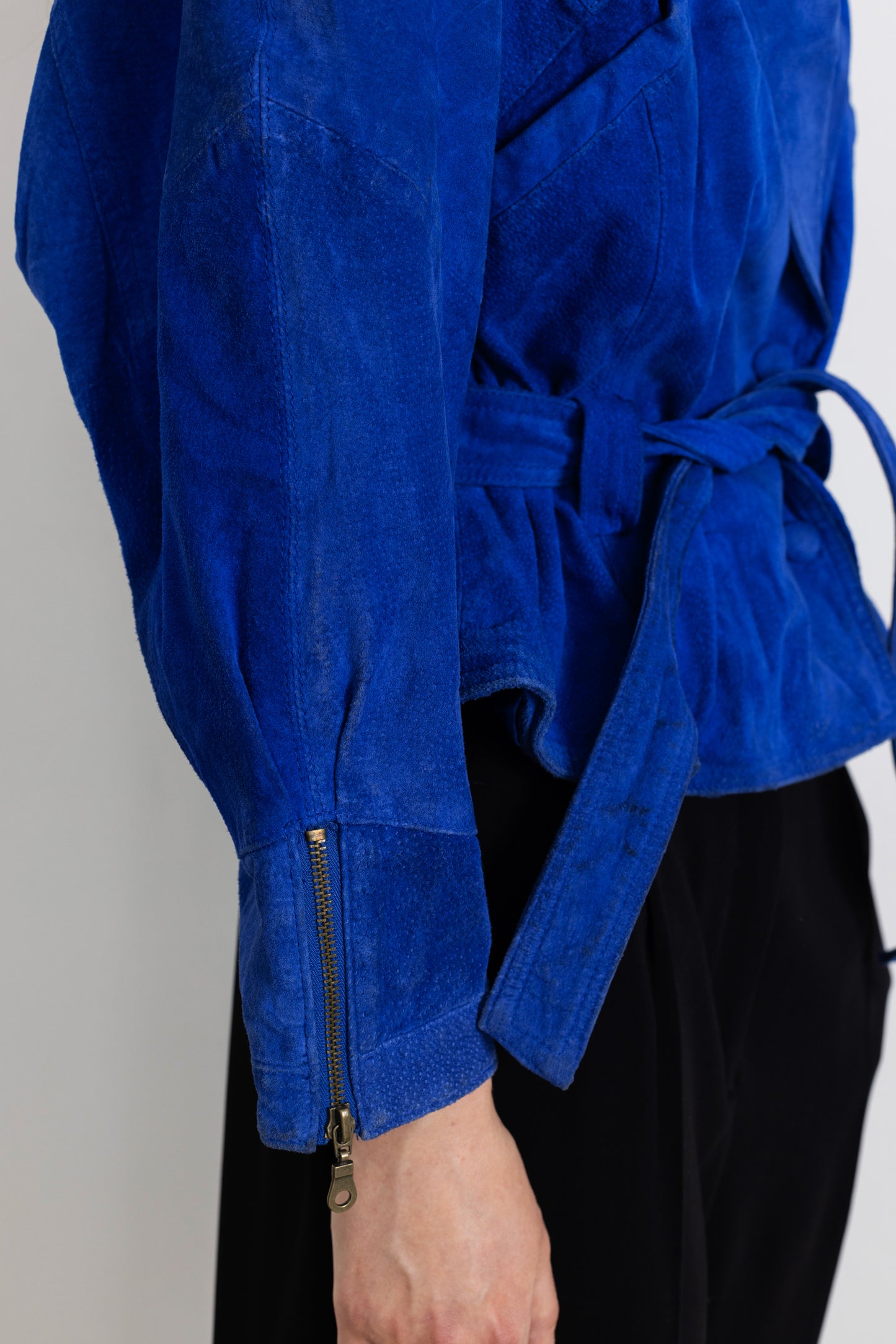 Vintage Indigo Blue Suede Leather Jacket
