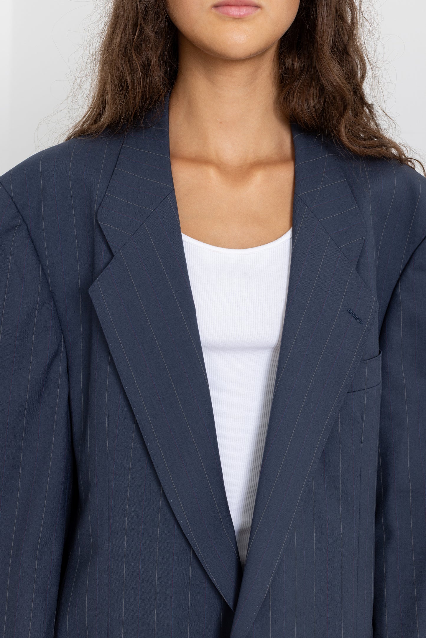 Vintage Navy Pinstripe 100% Wool Blazer