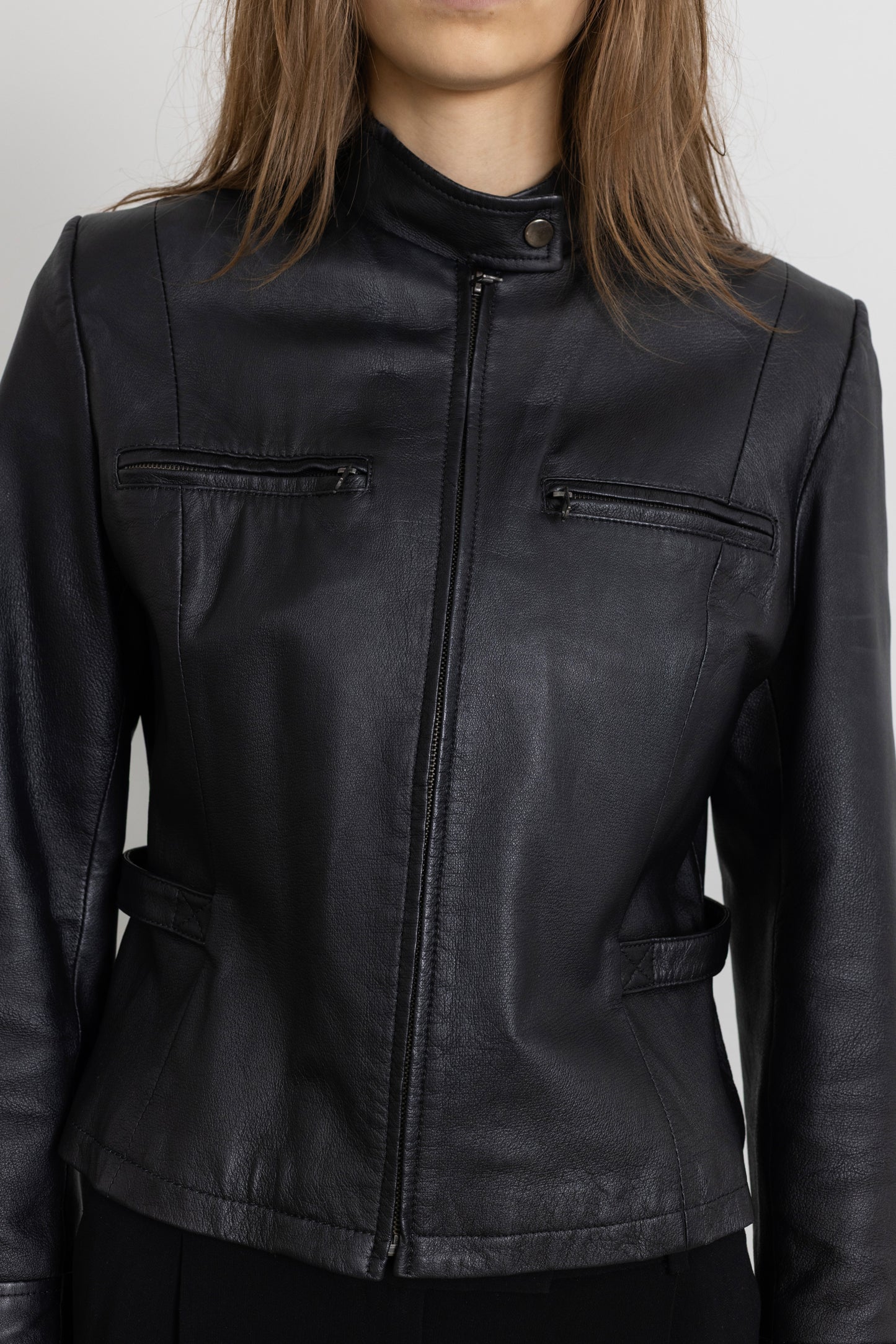 Vintage Black Leather Racer Jacket