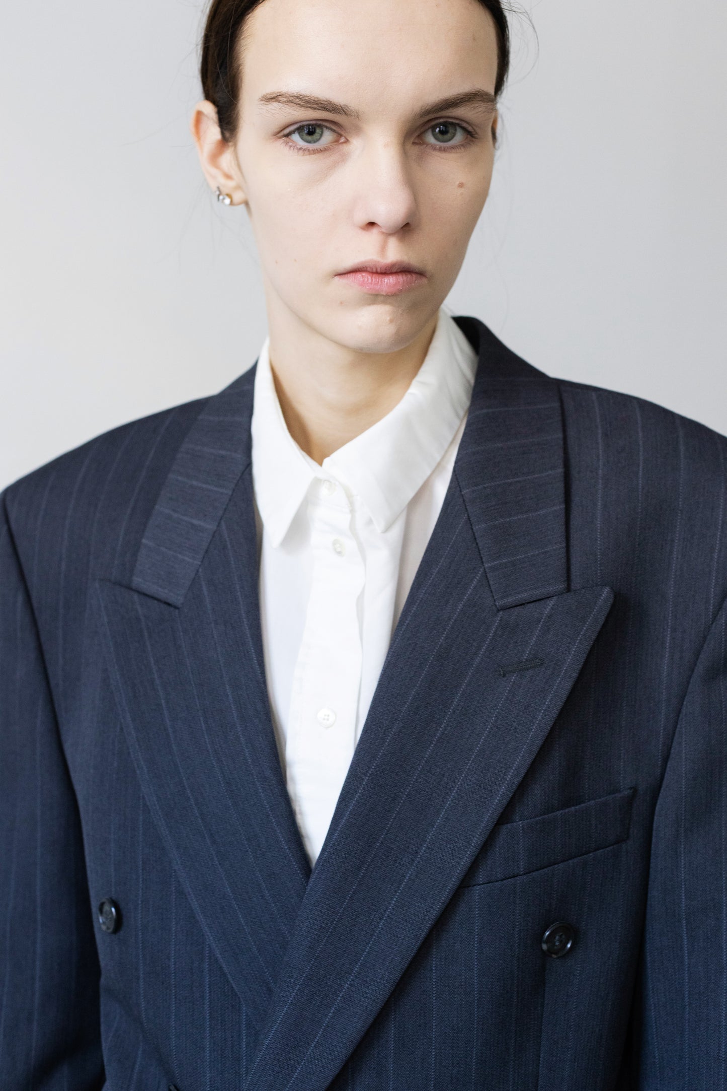 Vintage Navy Pinstripe Wool Blazer