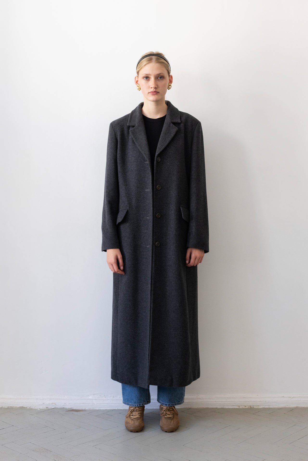 Vintage Graphite Grey Cashmere Wool Coat