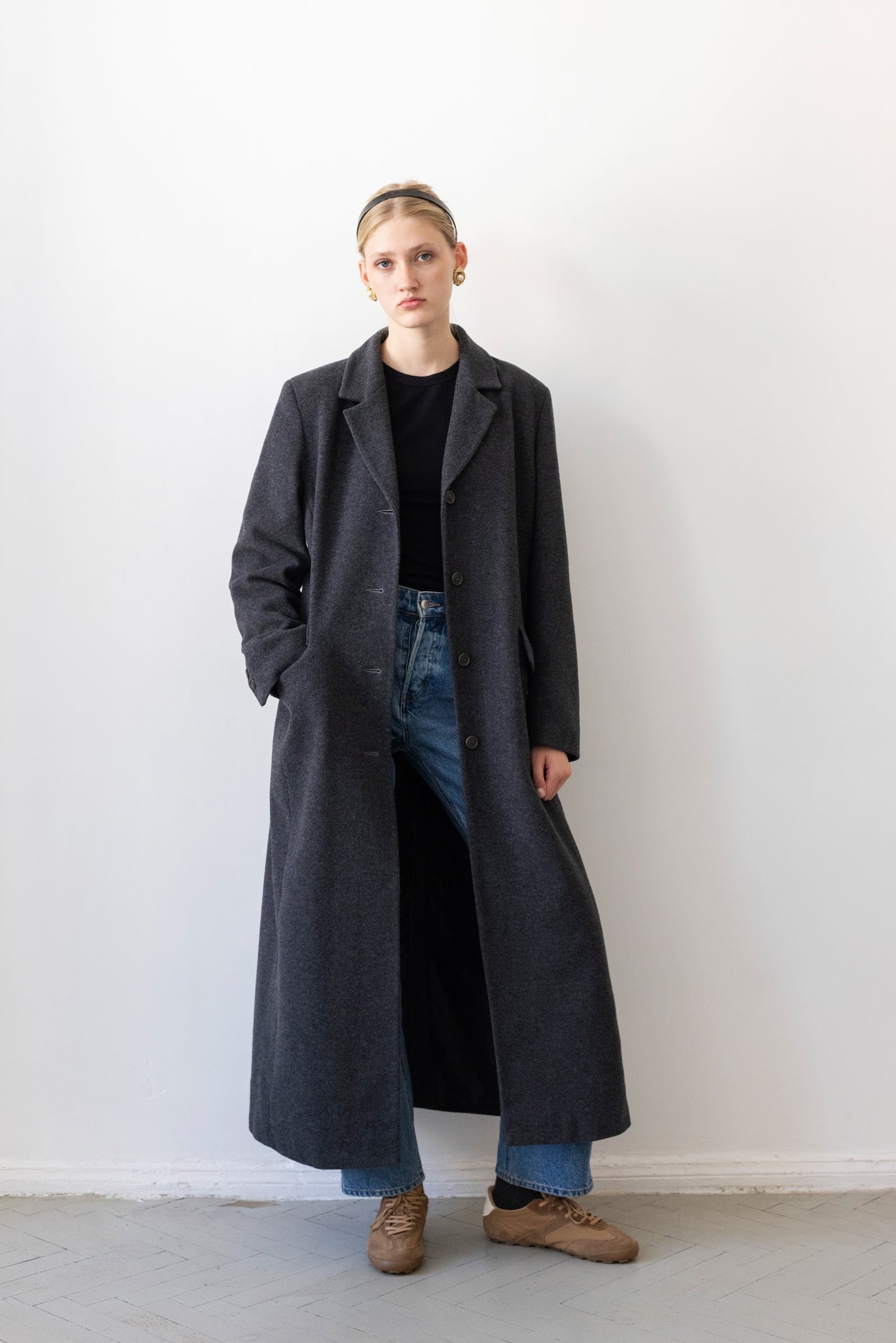 Vintage Graphite Grey Cashmere Wool Coat