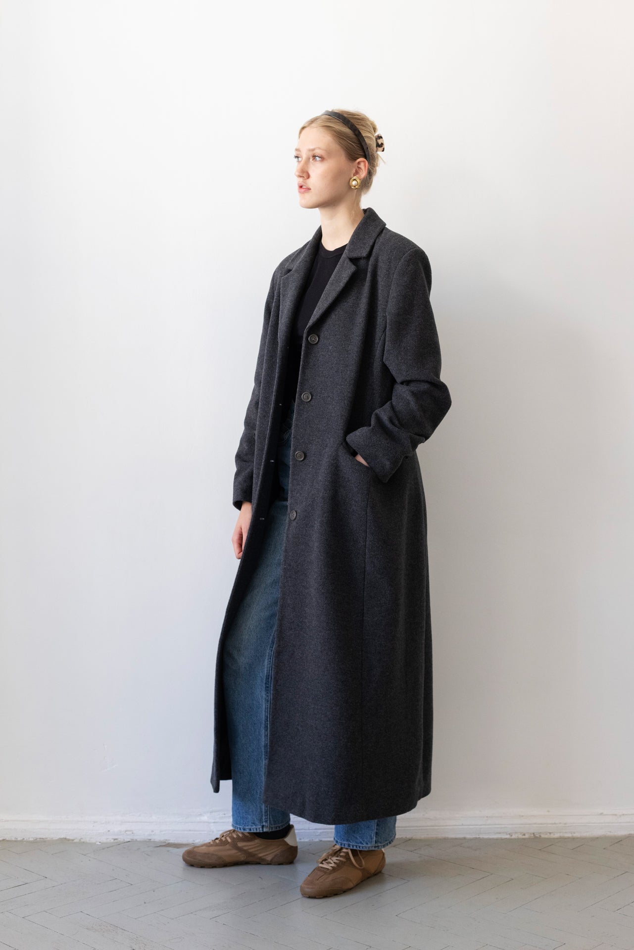 Vintage Graphite Grey Cashmere Wool Coat