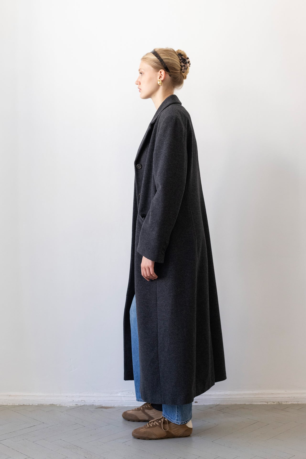 Vintage Graphite Grey Cashmere Wool Coat
