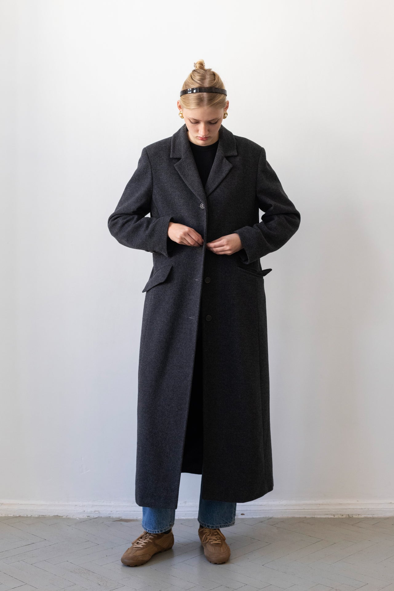 Vintage Graphite Grey Cashmere Wool Coat