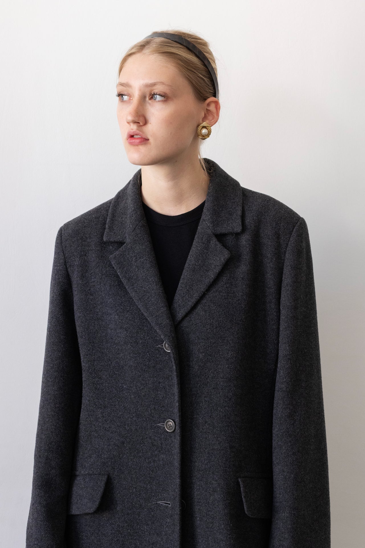 Vintage Graphite Grey Cashmere Wool Coat