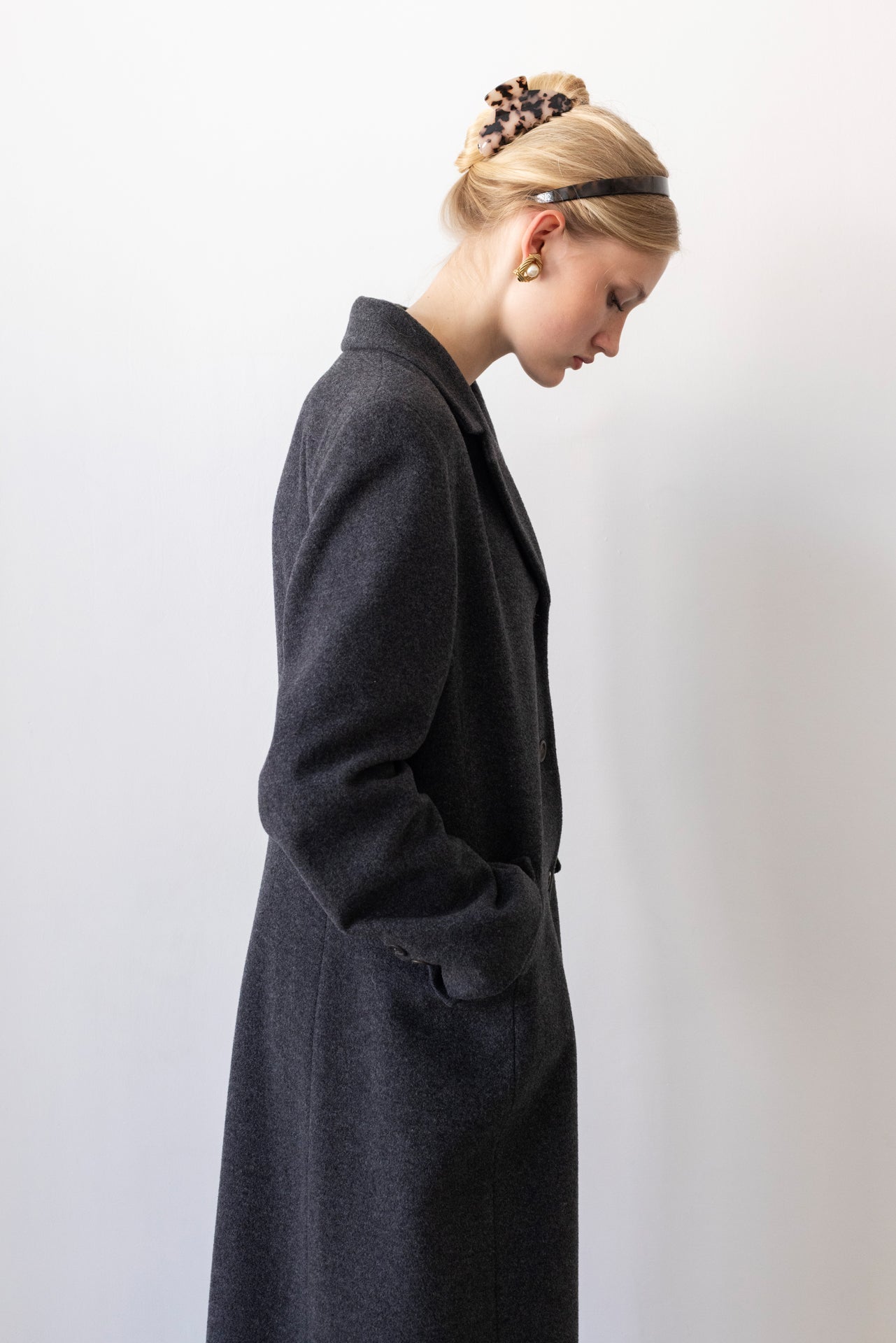 Vintage Graphite Grey Cashmere Wool Coat