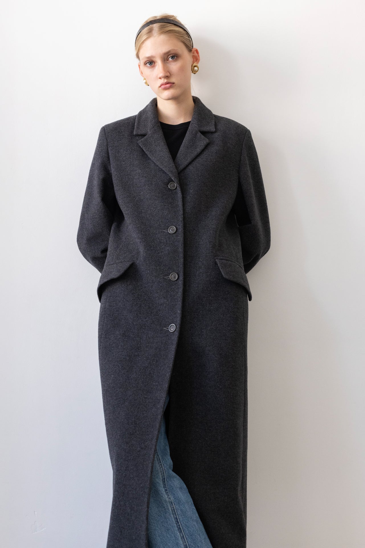 Vintage Graphite Grey Cashmere Wool Coat