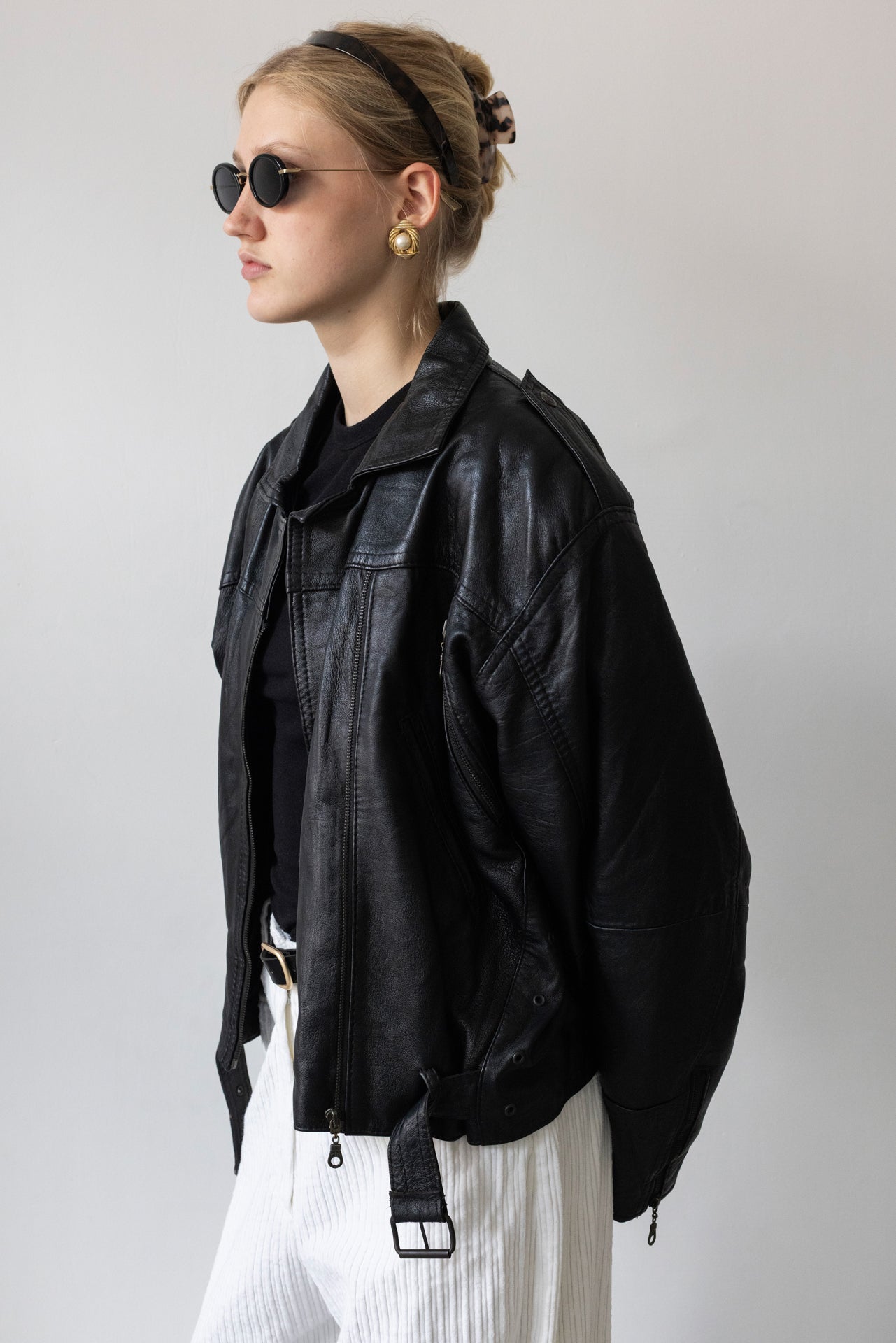 Vintage Black Leather Biker Jacket