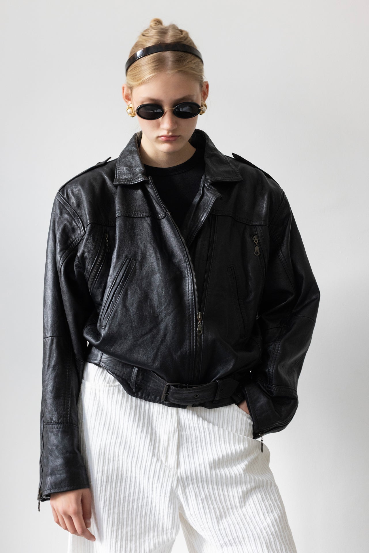 Vintage Black Leather Biker Jacket